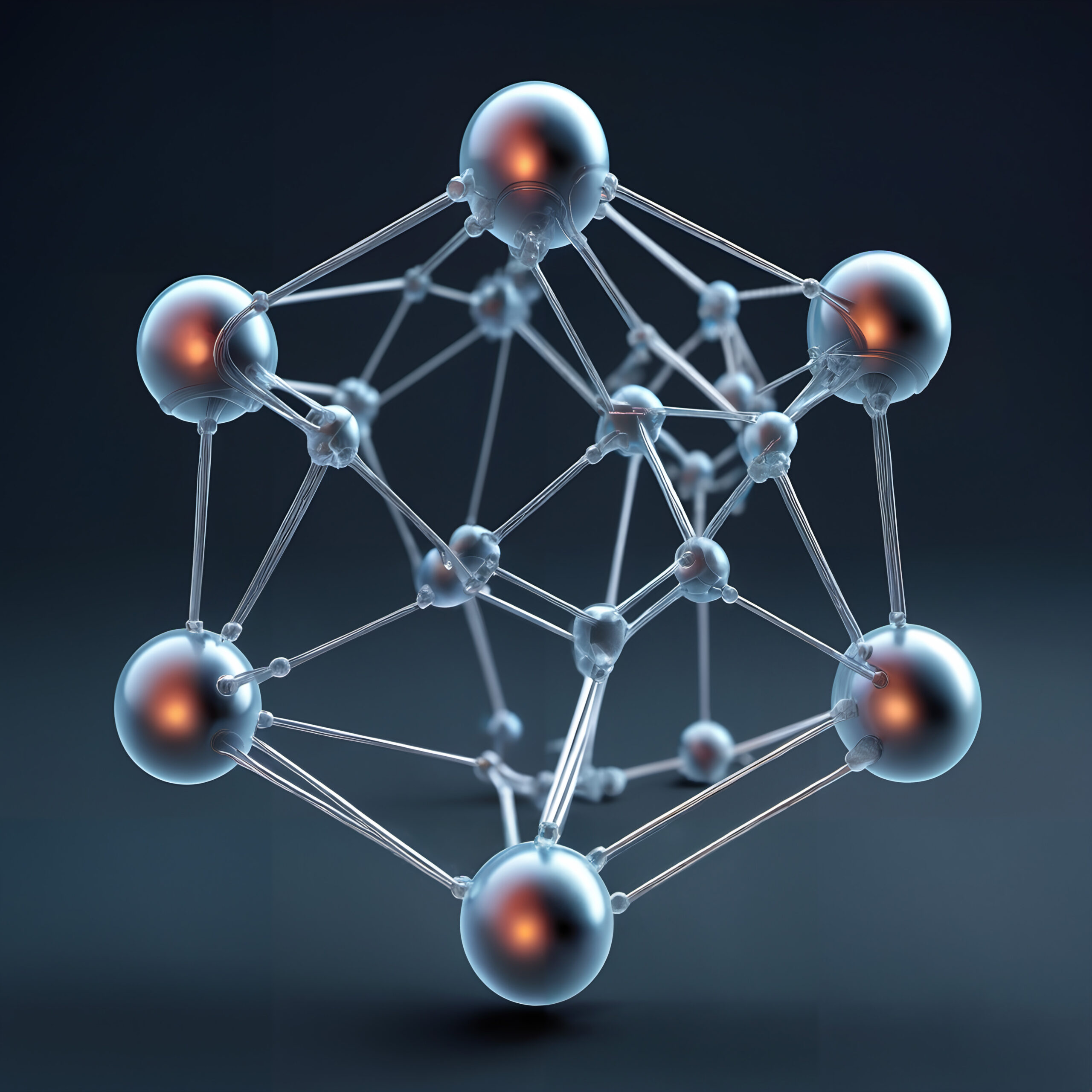 3D Molecular Structure with Metallic Spheres