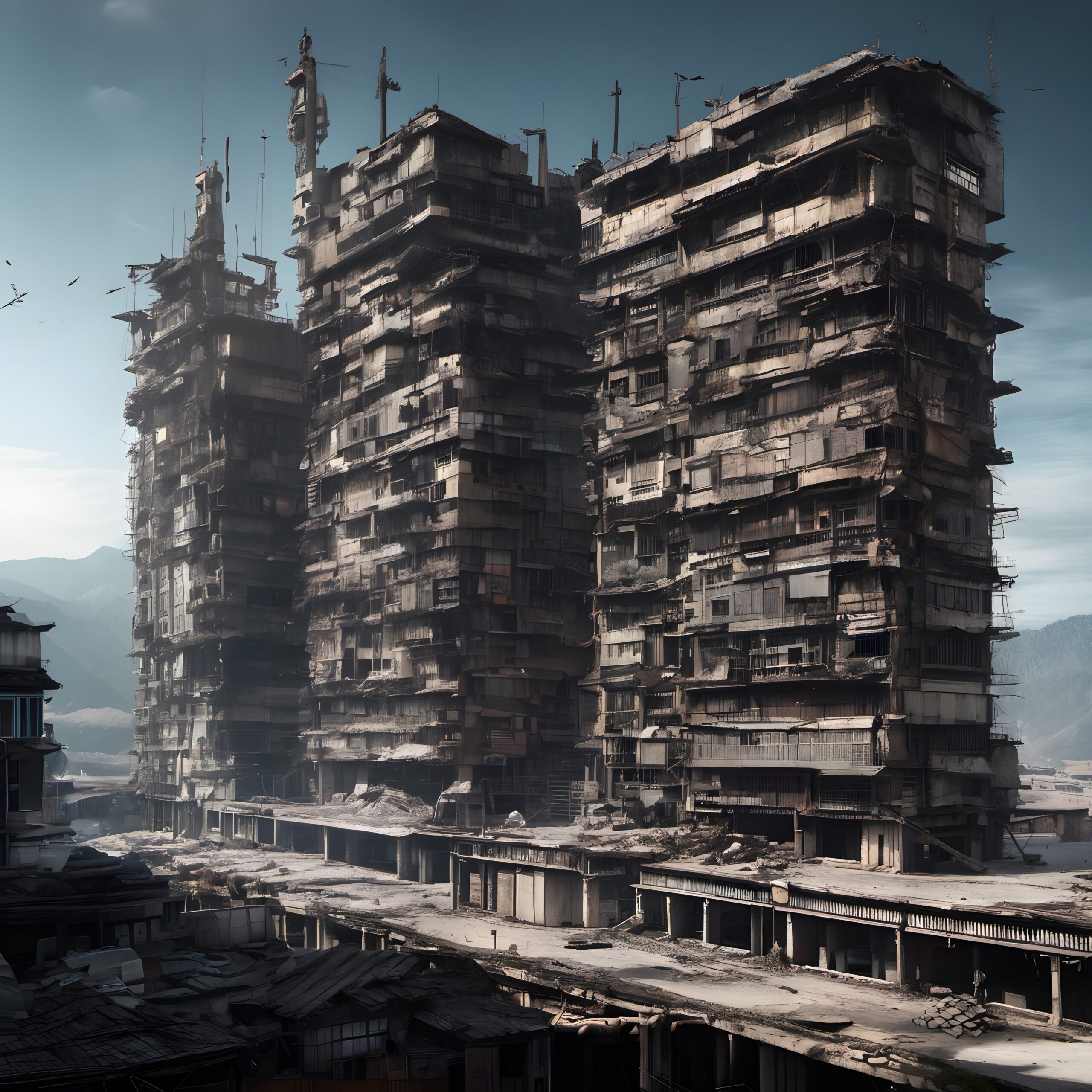 Abandoned Towers Amidst Quiet Ruin