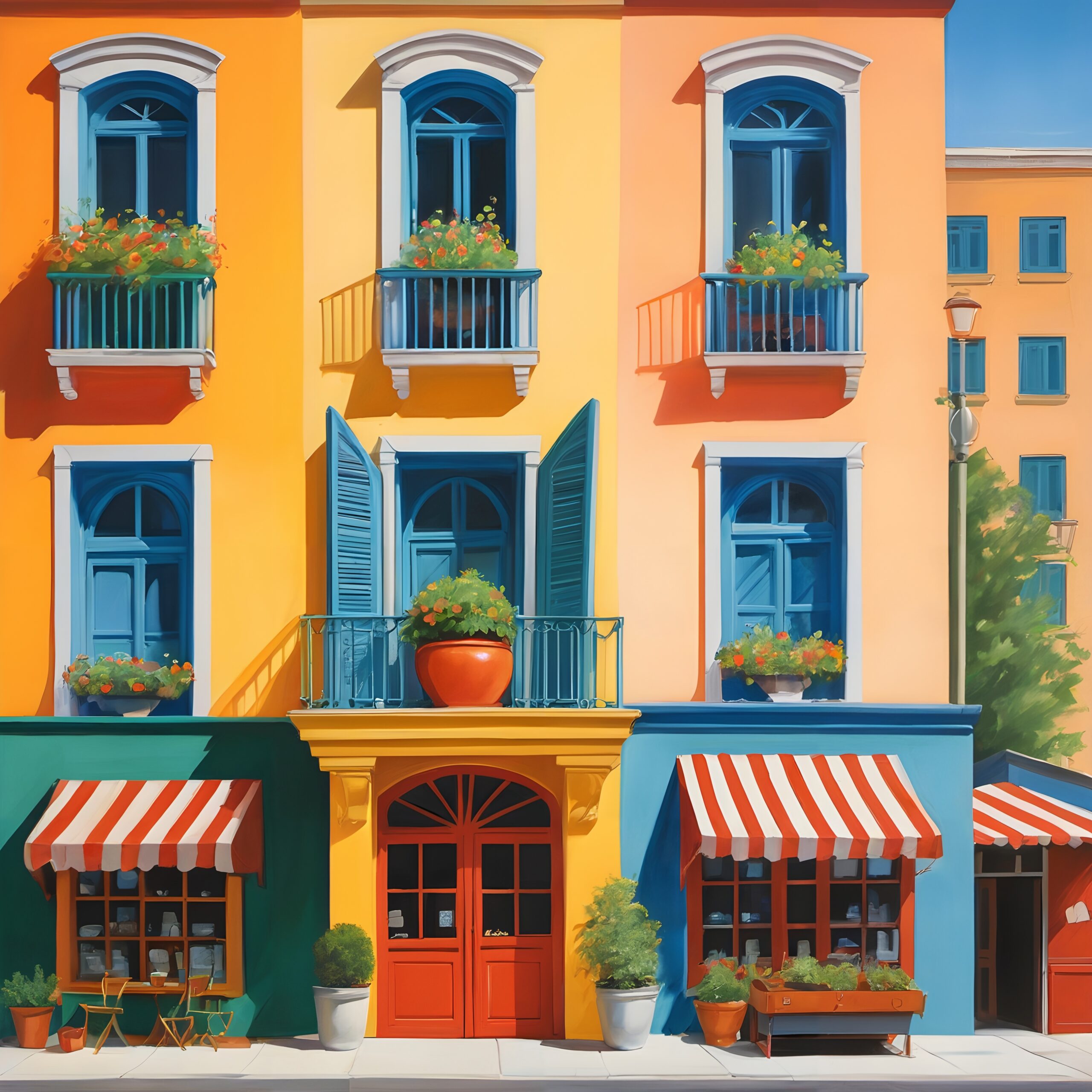 Charming Colorful Building Facade