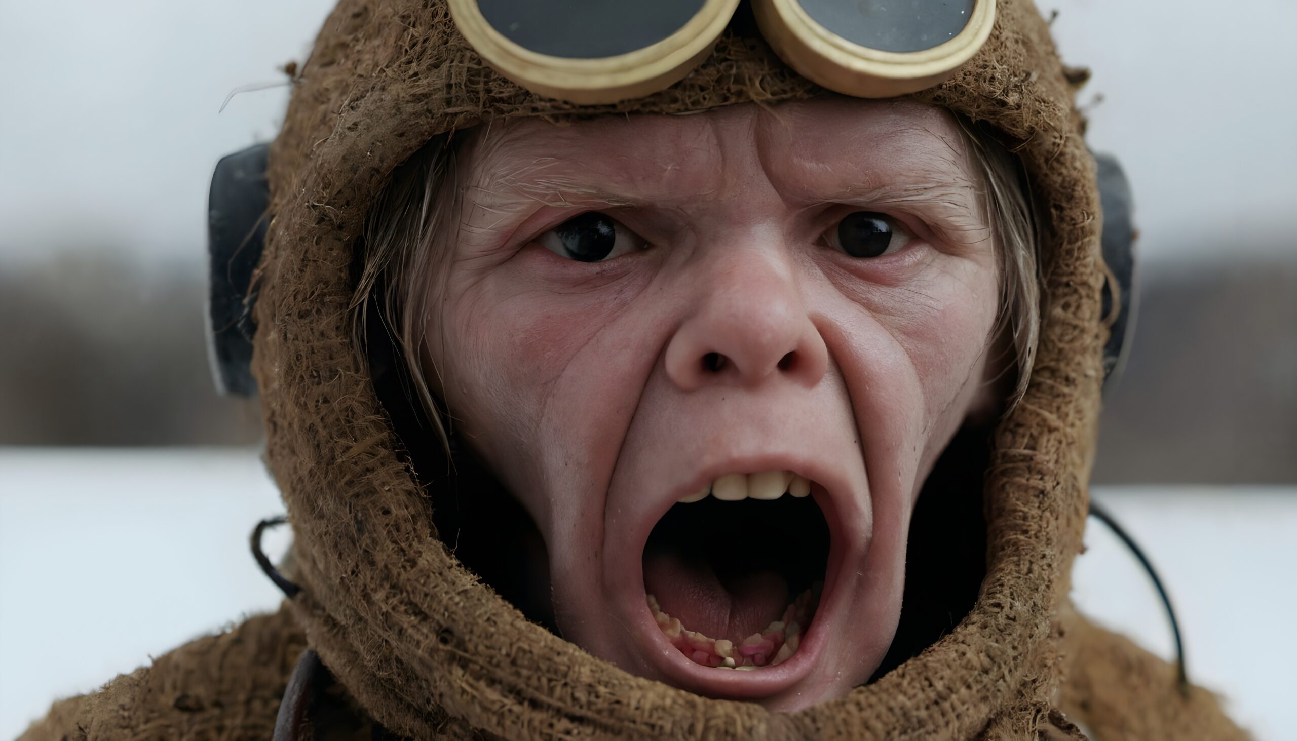 Dramatic Expression In Aviator Gear