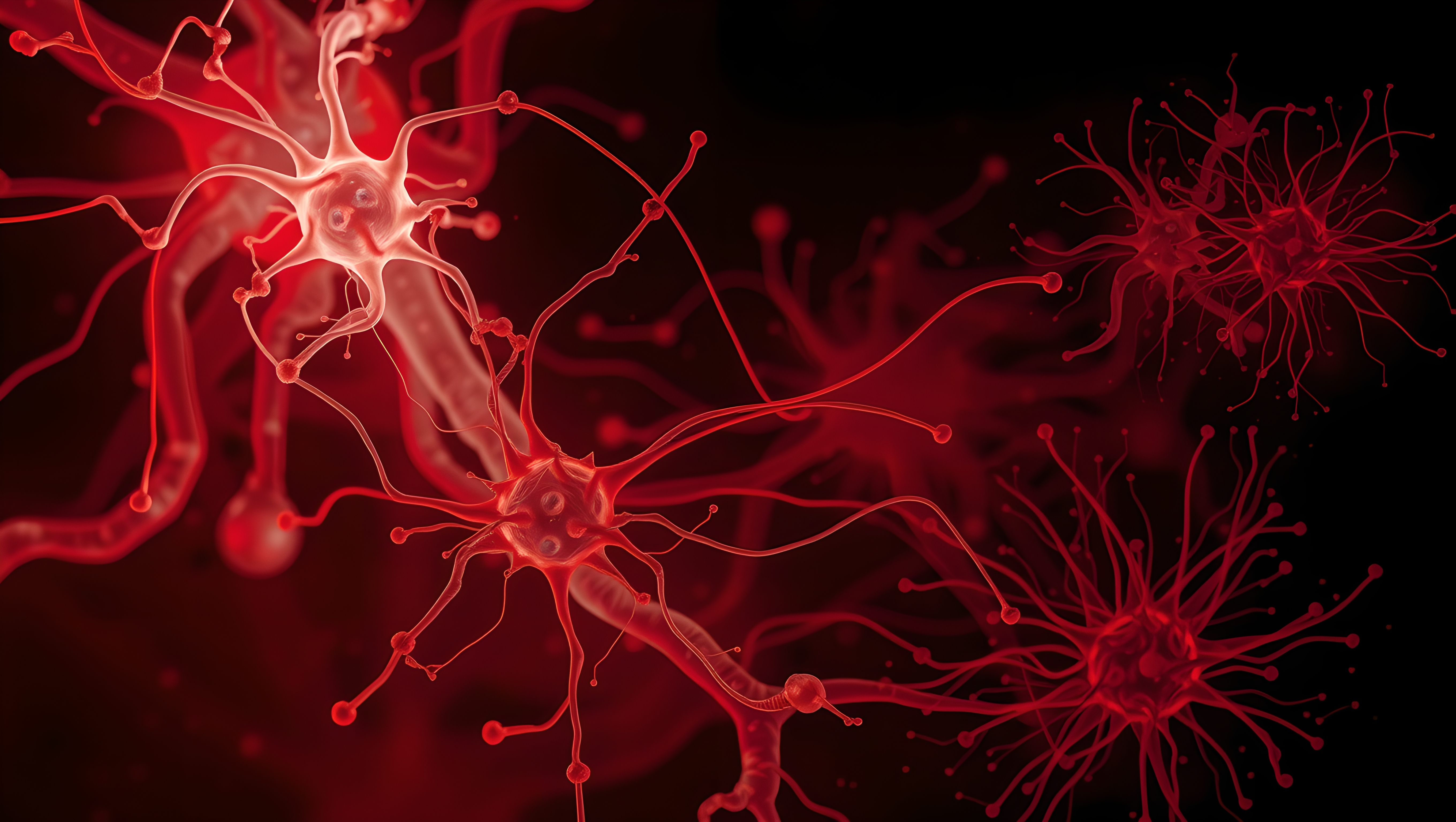 Intricate Neural Web in Red