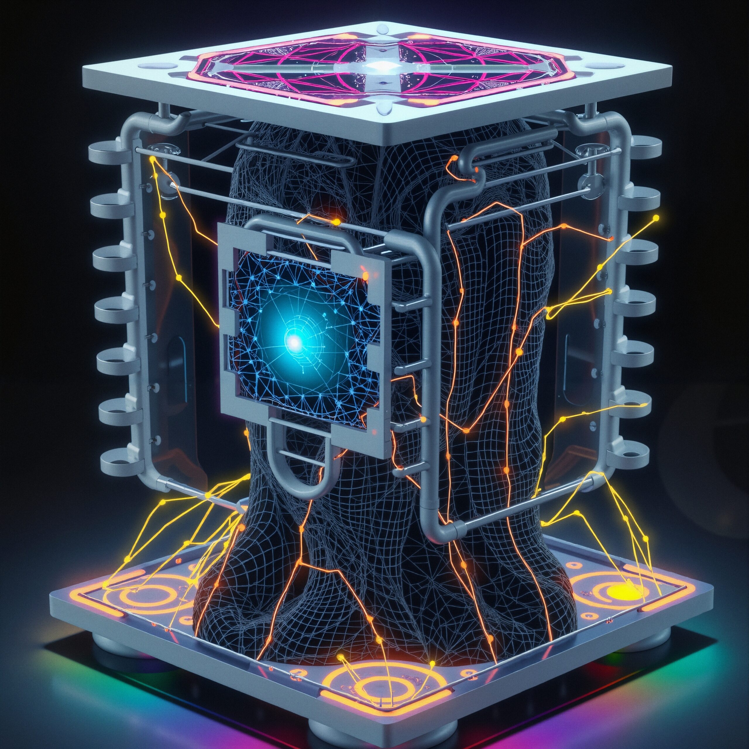 Futuristic Glowing Technology Cube