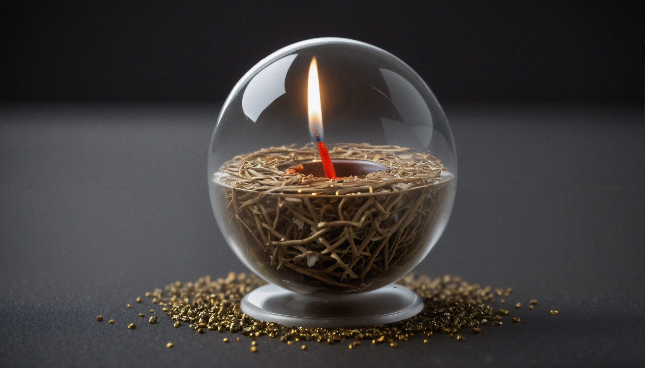 Glowing Candle in Glass Sphere