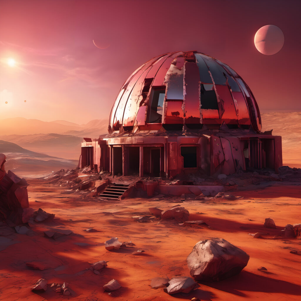 Abandoned Observatory in Alien Desert Landscape