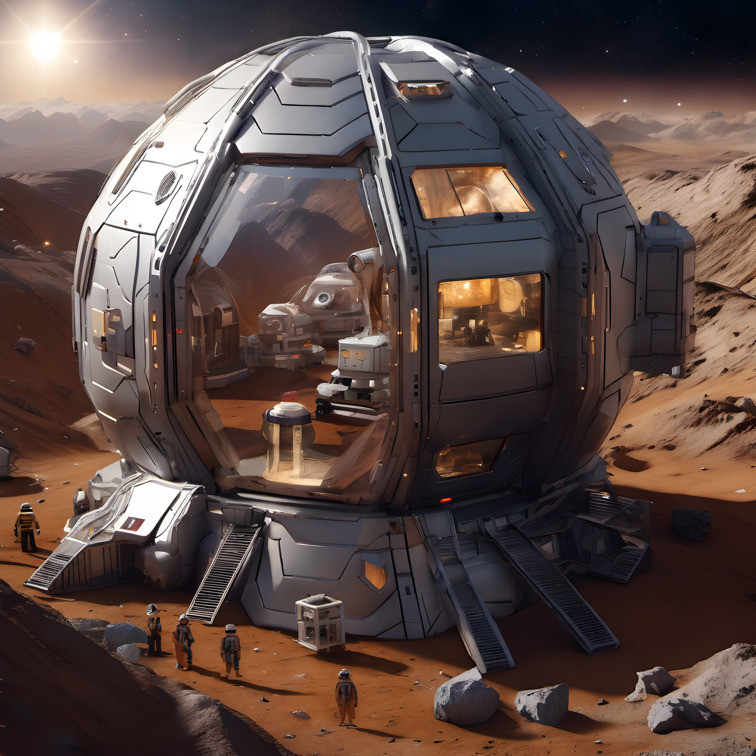 Futuristic Biodome Habitat on an Alien Planet