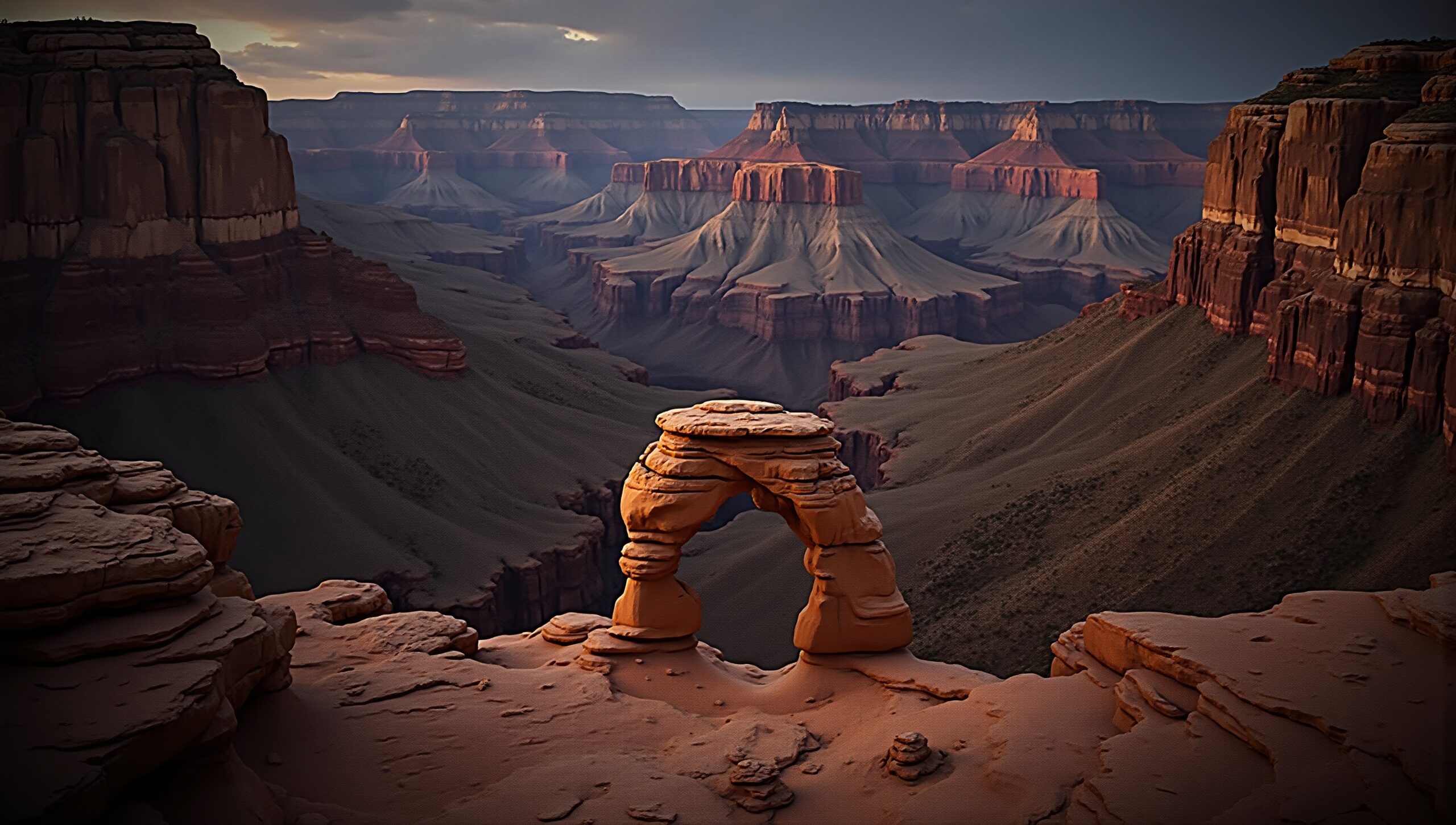 Arch Overlooking Majestic Canyon Vista