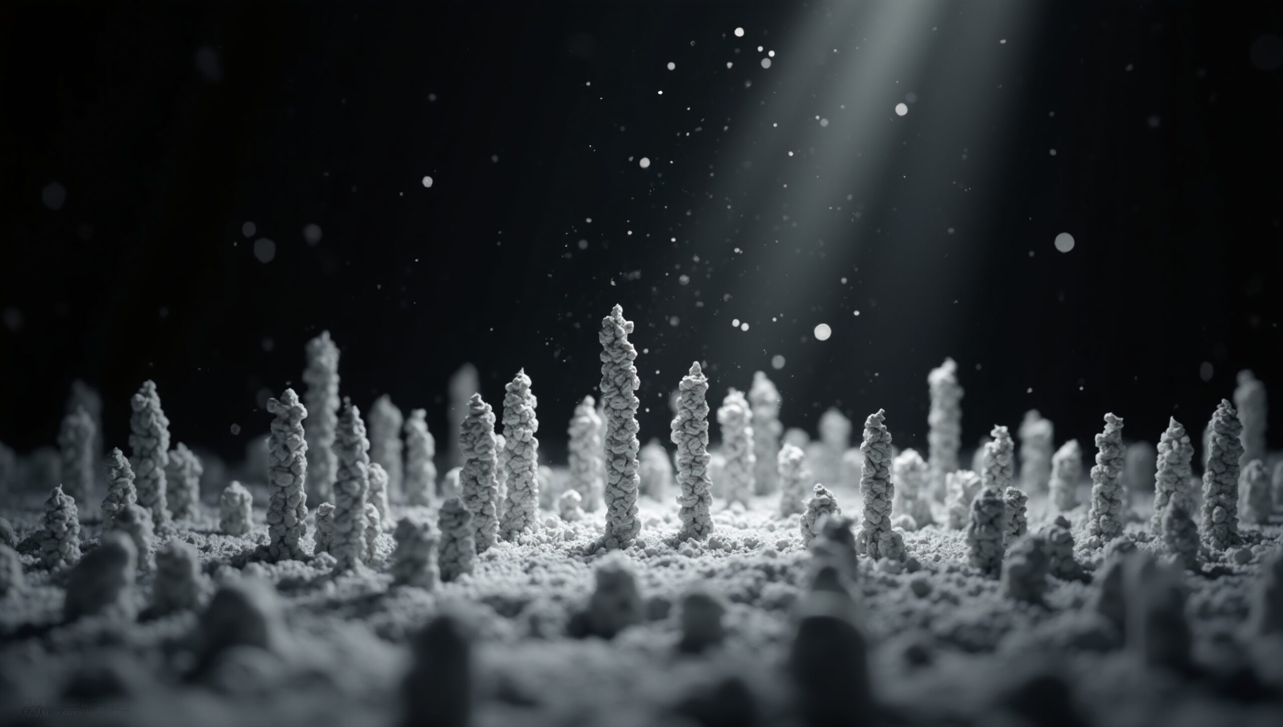 Mystical White Particle Columns