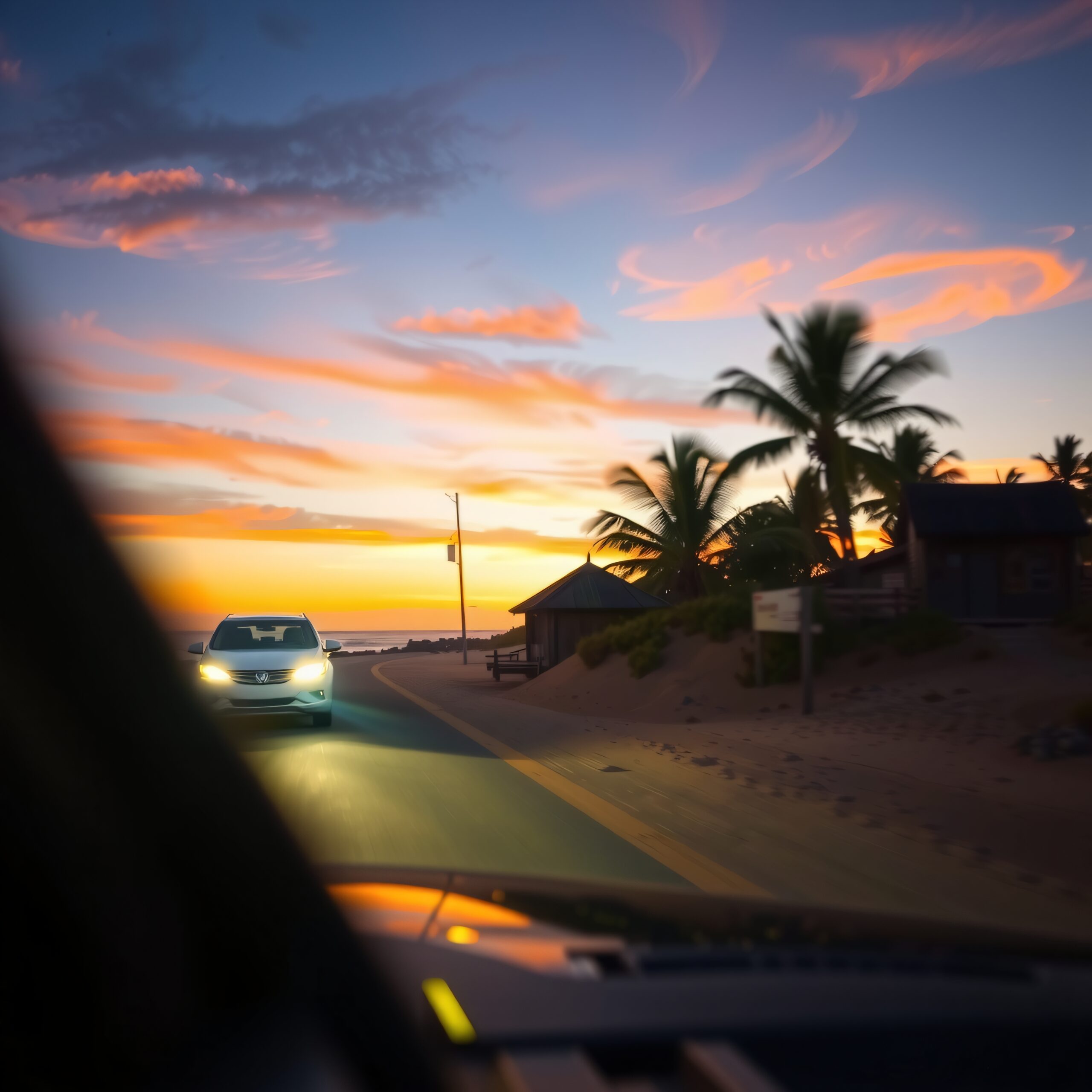 Coastal Drive at Sunset Time