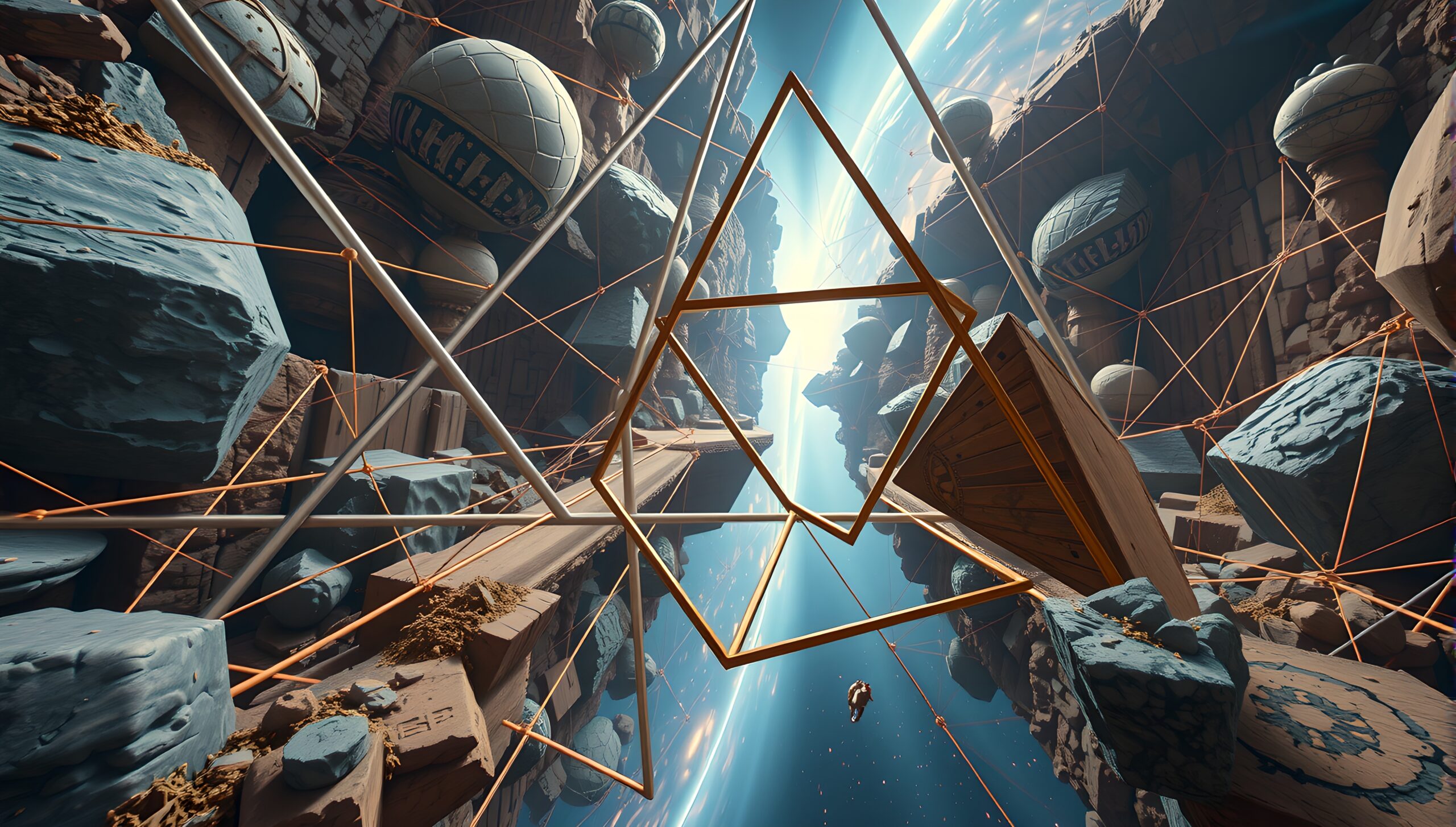 Surreal Geometric Floating Landscape