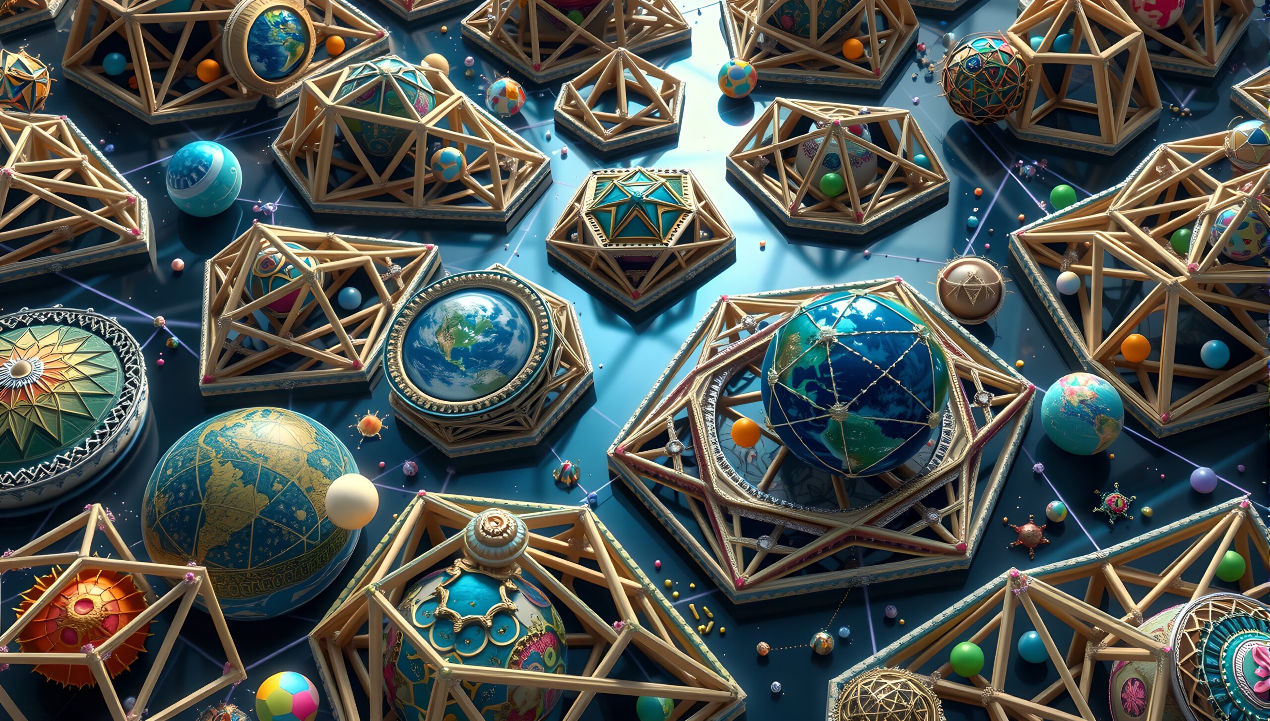 Intricate Geometric Globes in Space