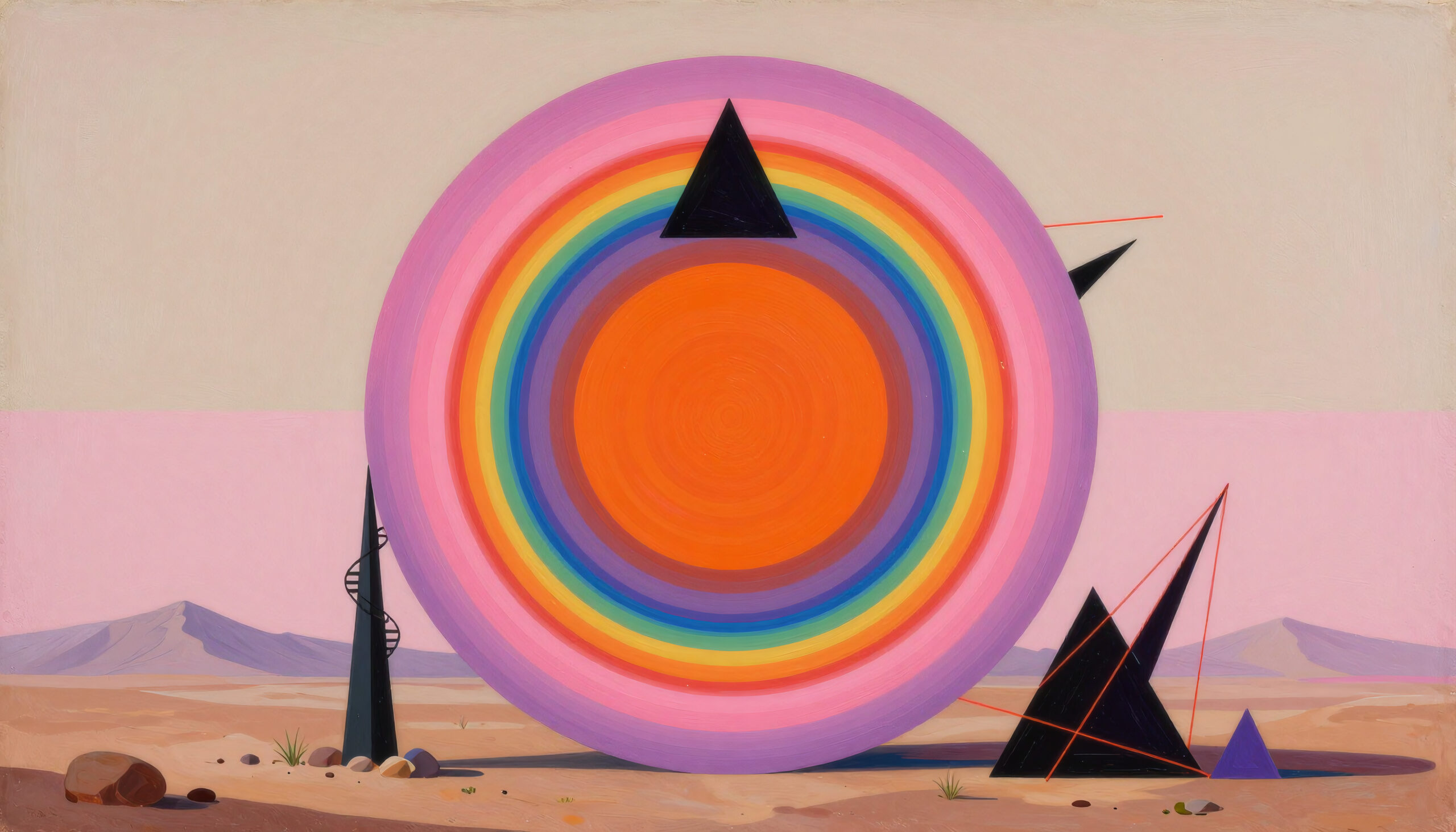 Abstract Desert Landscape with Geometric Elements