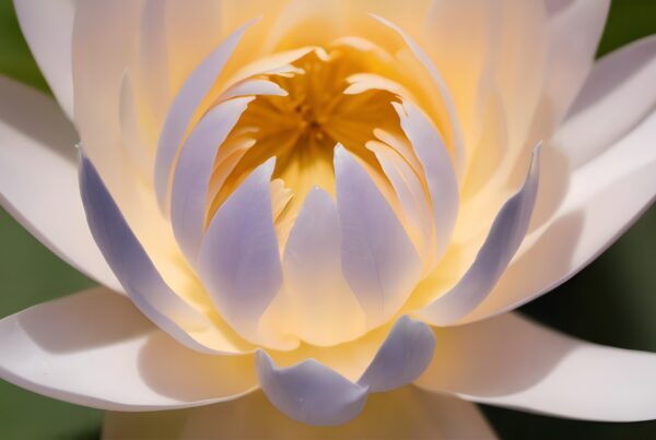 Close-up of a white lotus flower with soft petals.