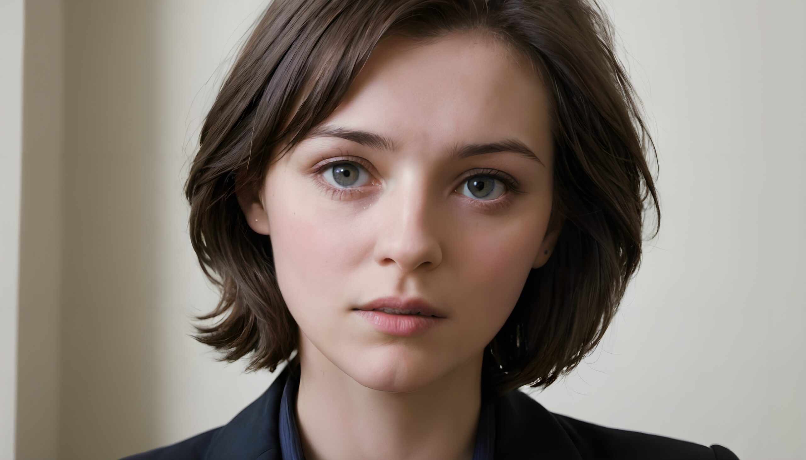 Person with thoughtful gaze portrait