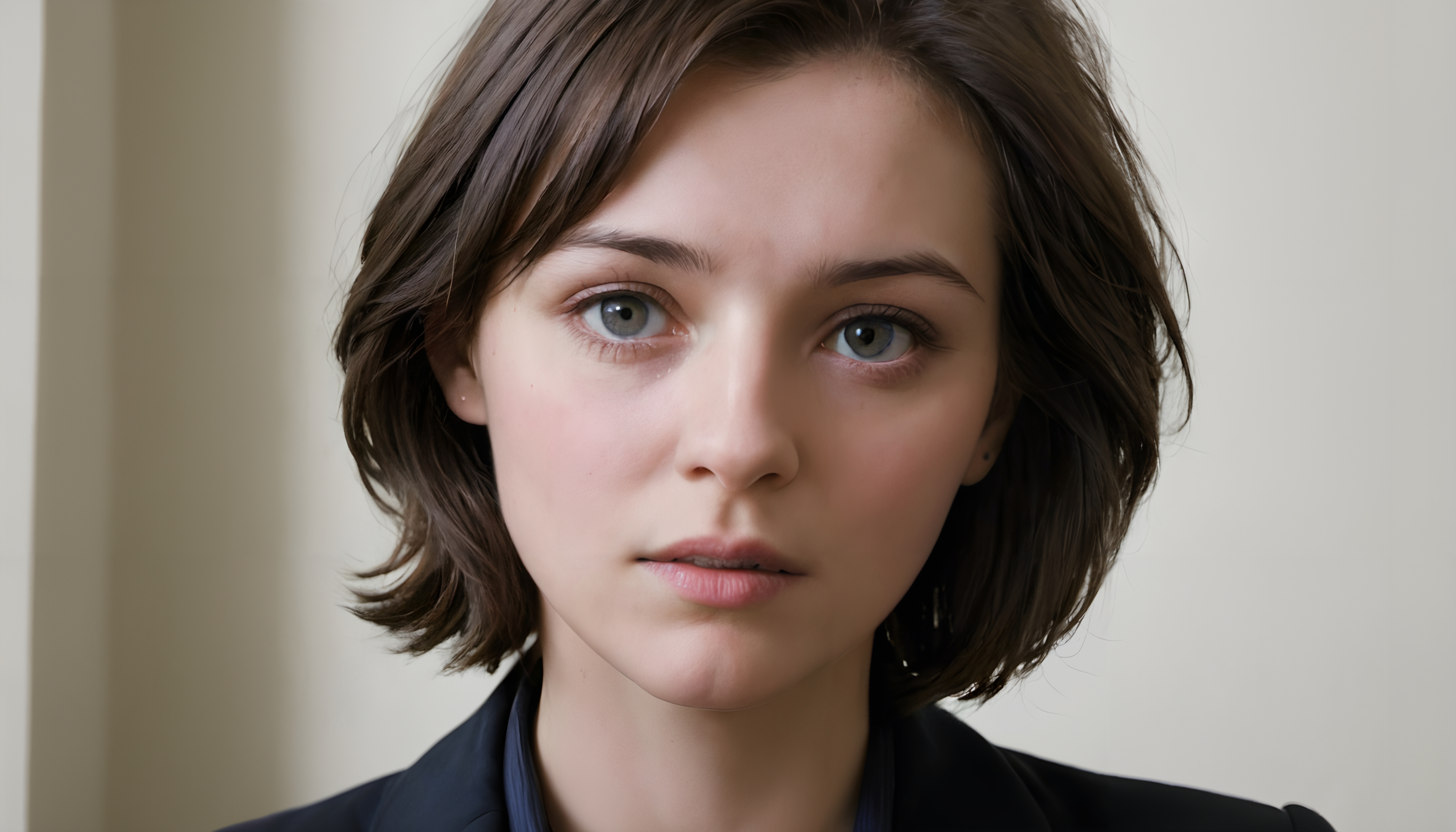 Person with thoughtful gaze portrait