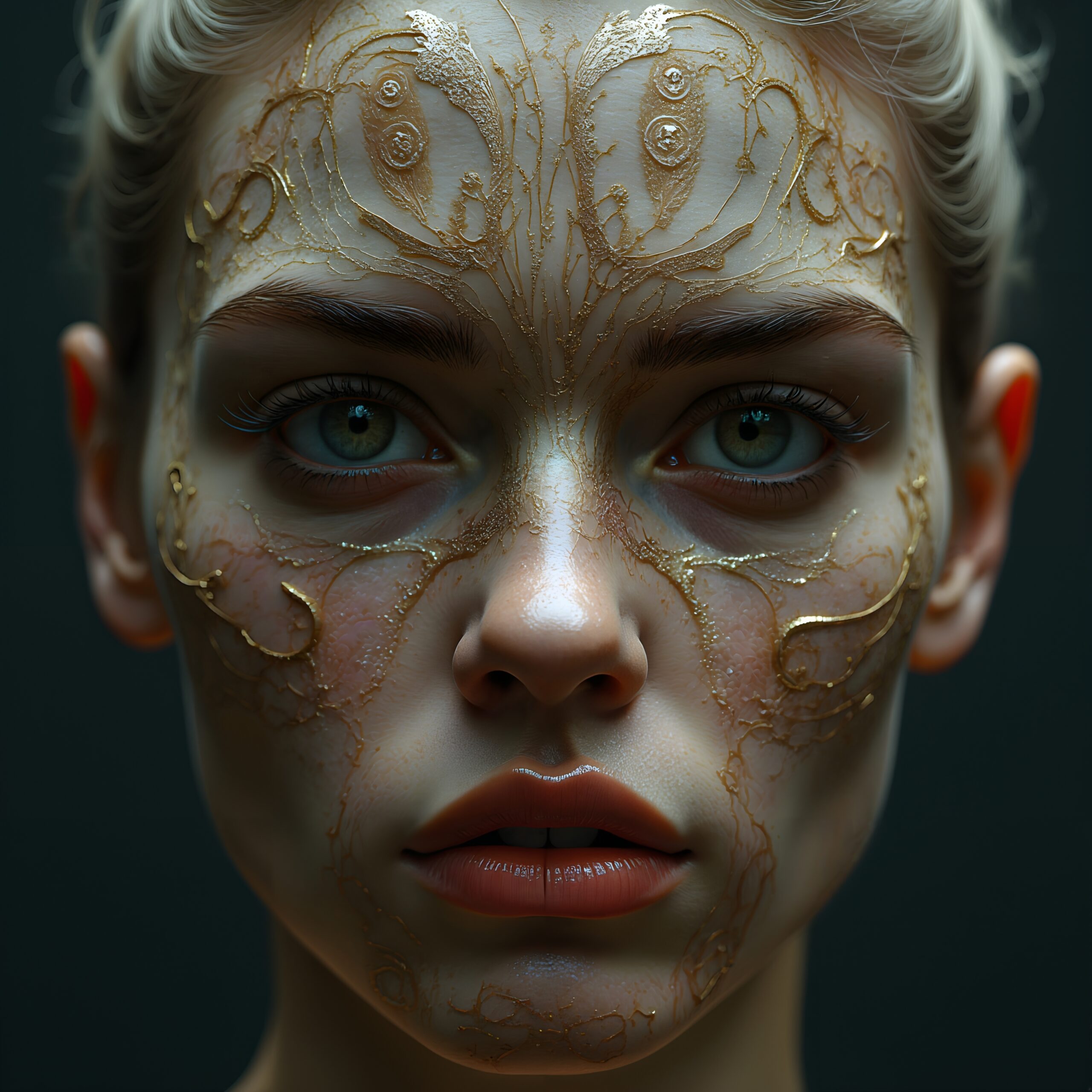 Golden Intricacies Adorn Face
