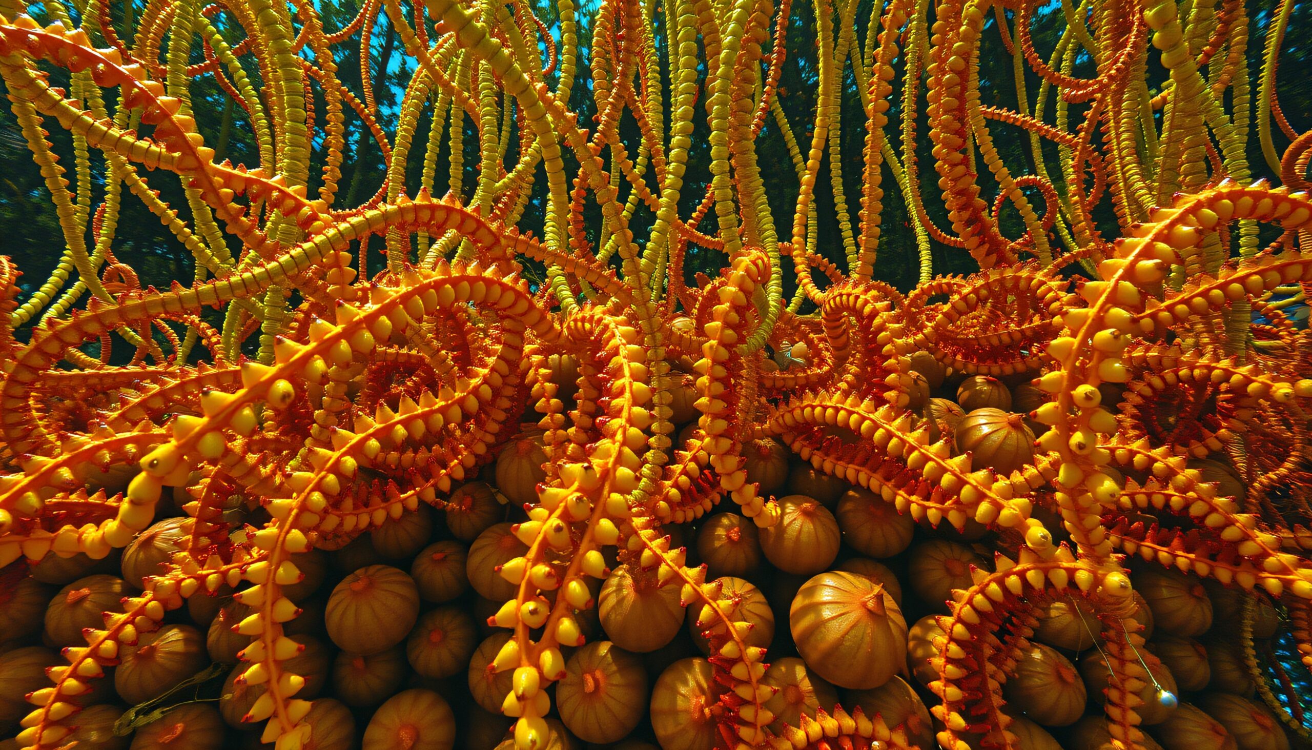 Colorful Garden of Orange Swirls