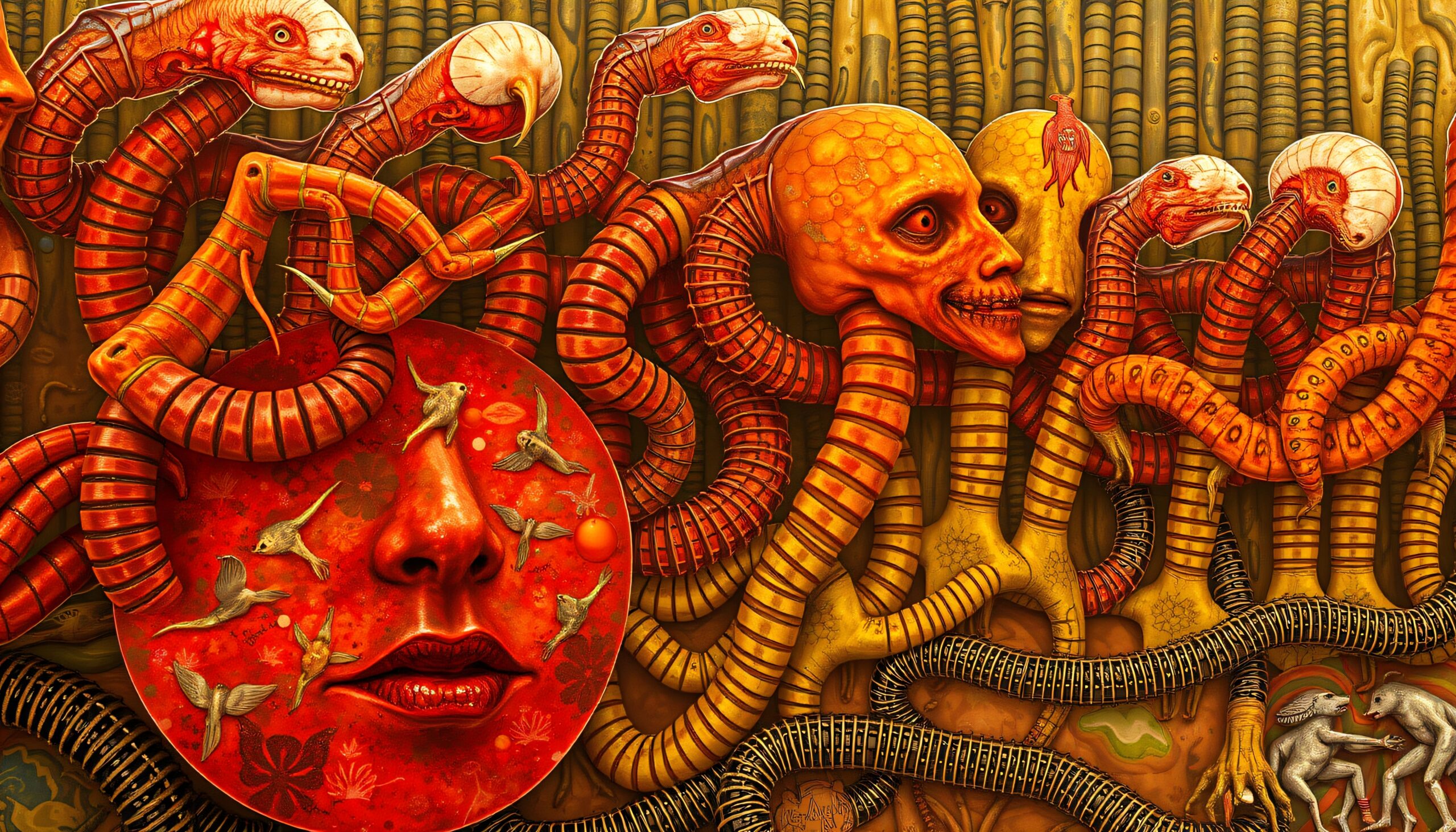 Surreal Serpents and Human Faces