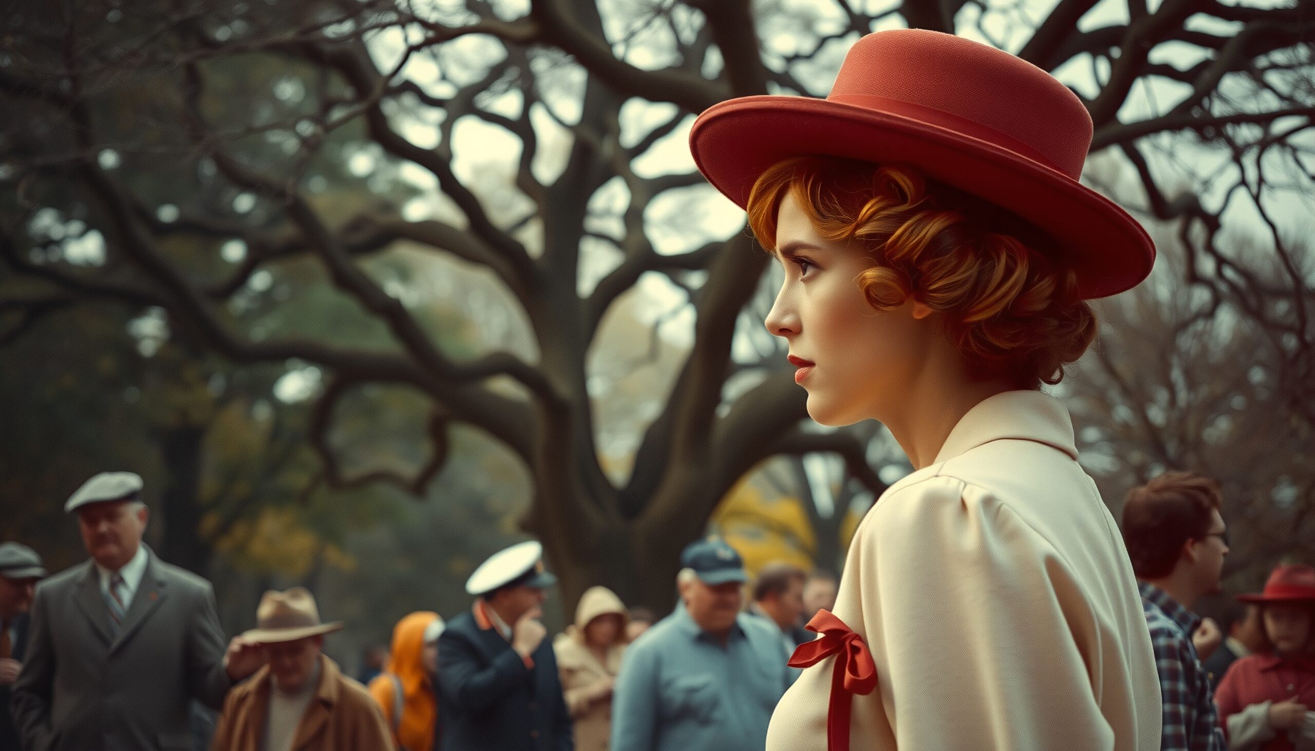 Vintage Woman in Red Hat