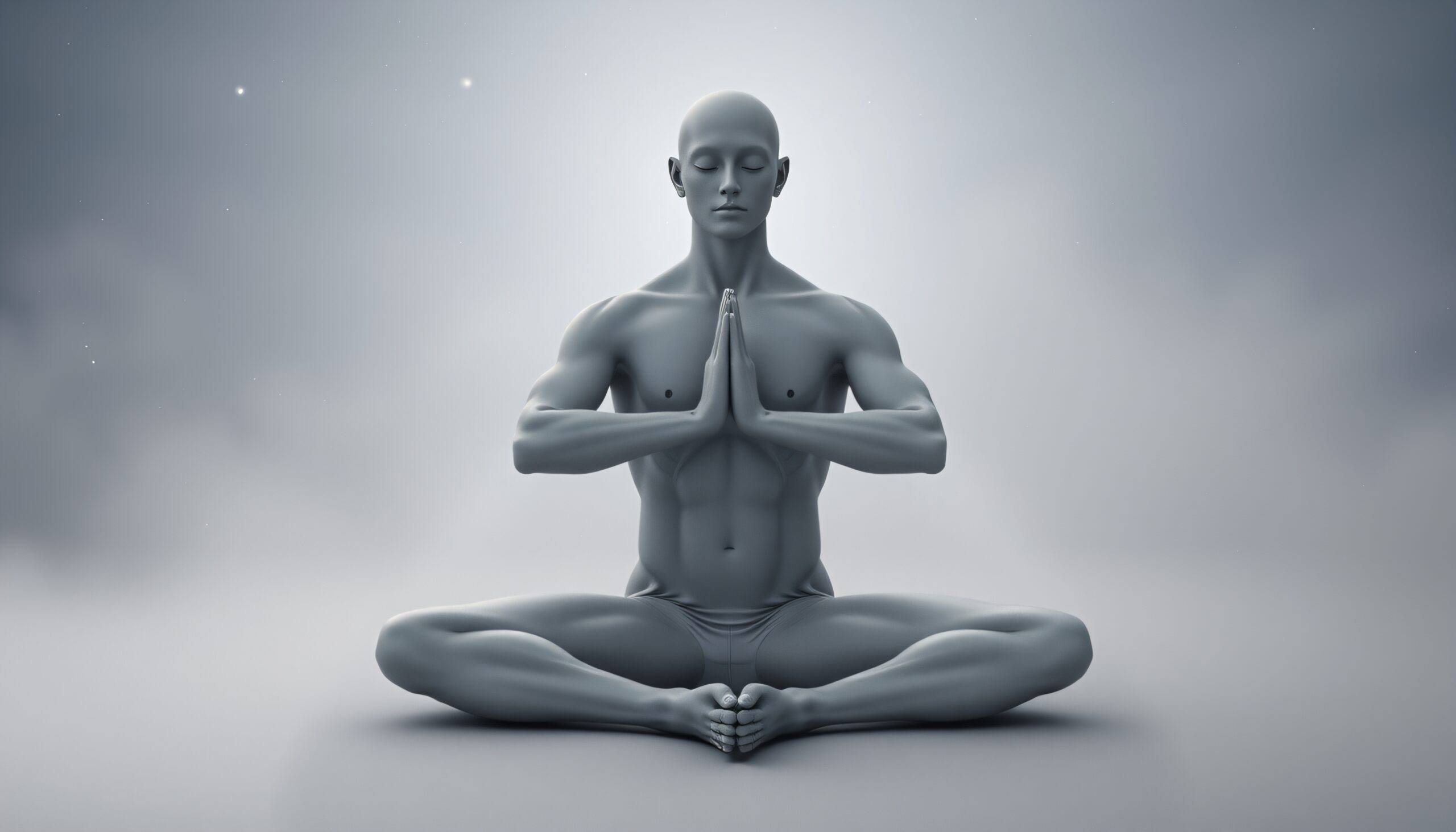 Meditative Celestial Figure in Gray