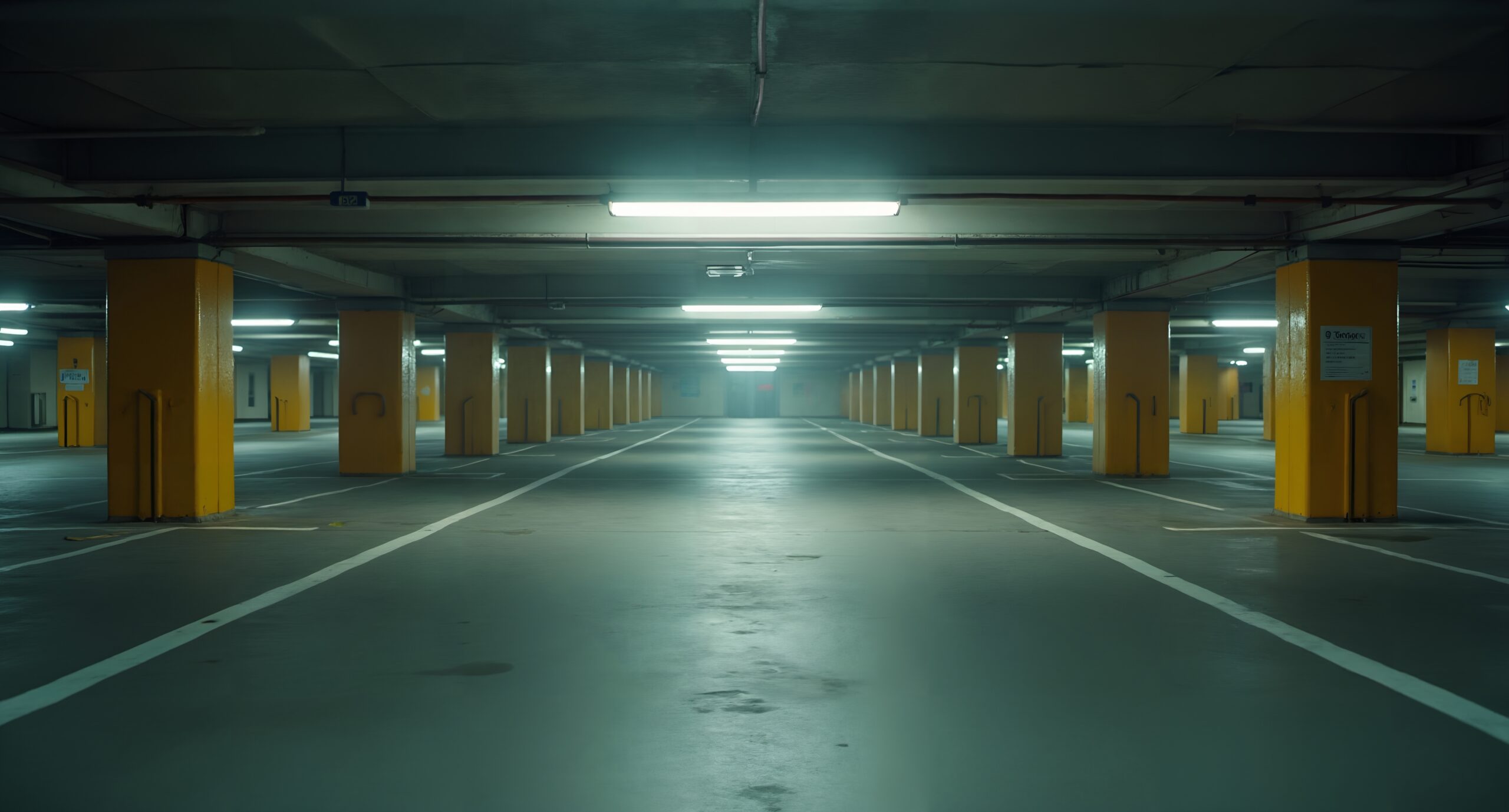 Underground parking garage symmetry