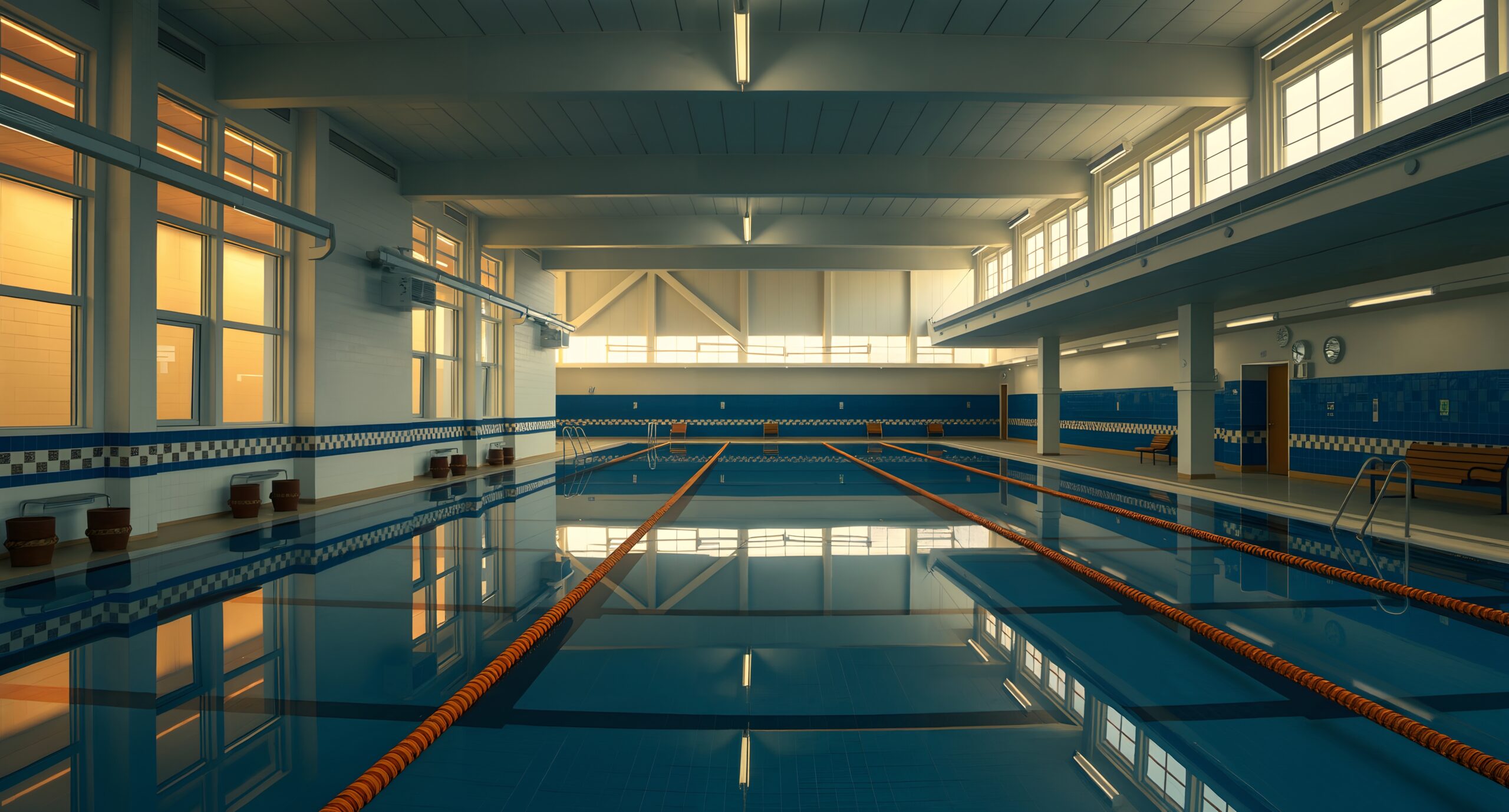 Tranquil Indoor Swimming Pool Scene