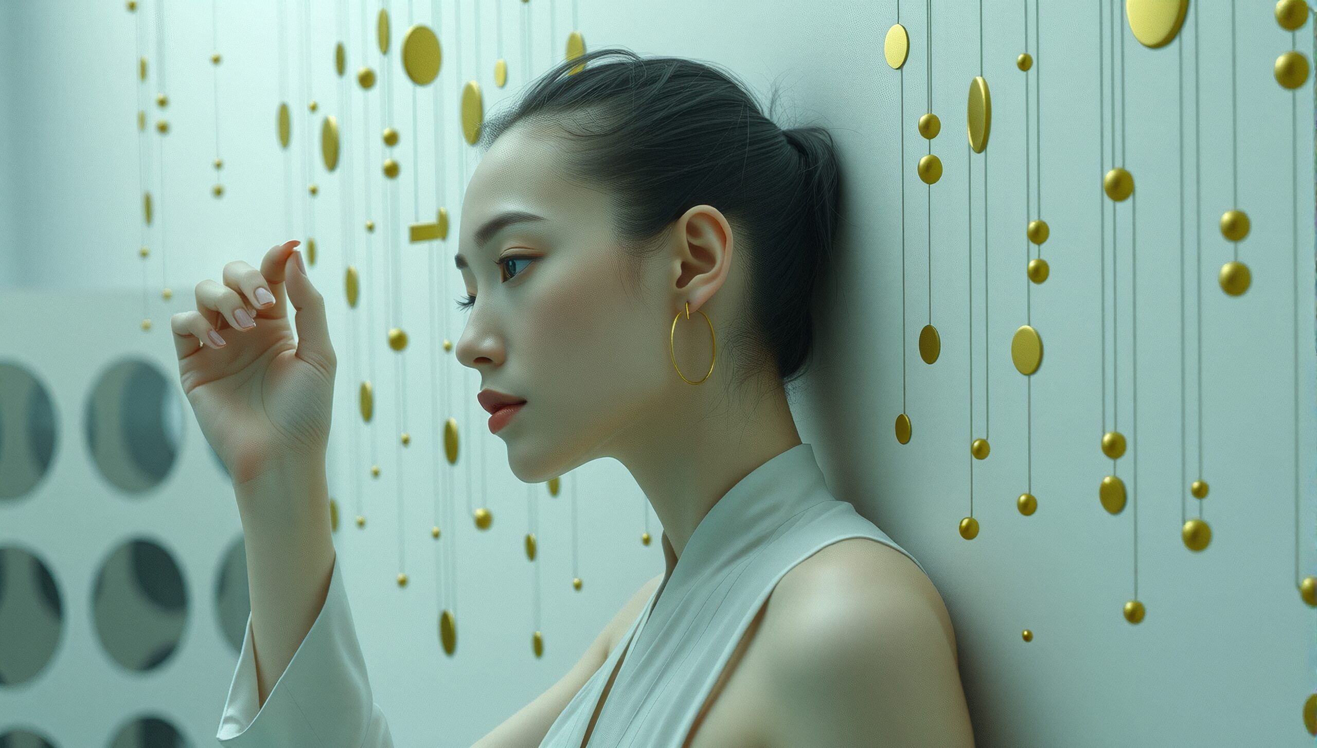 Elegant Woman in Art Space