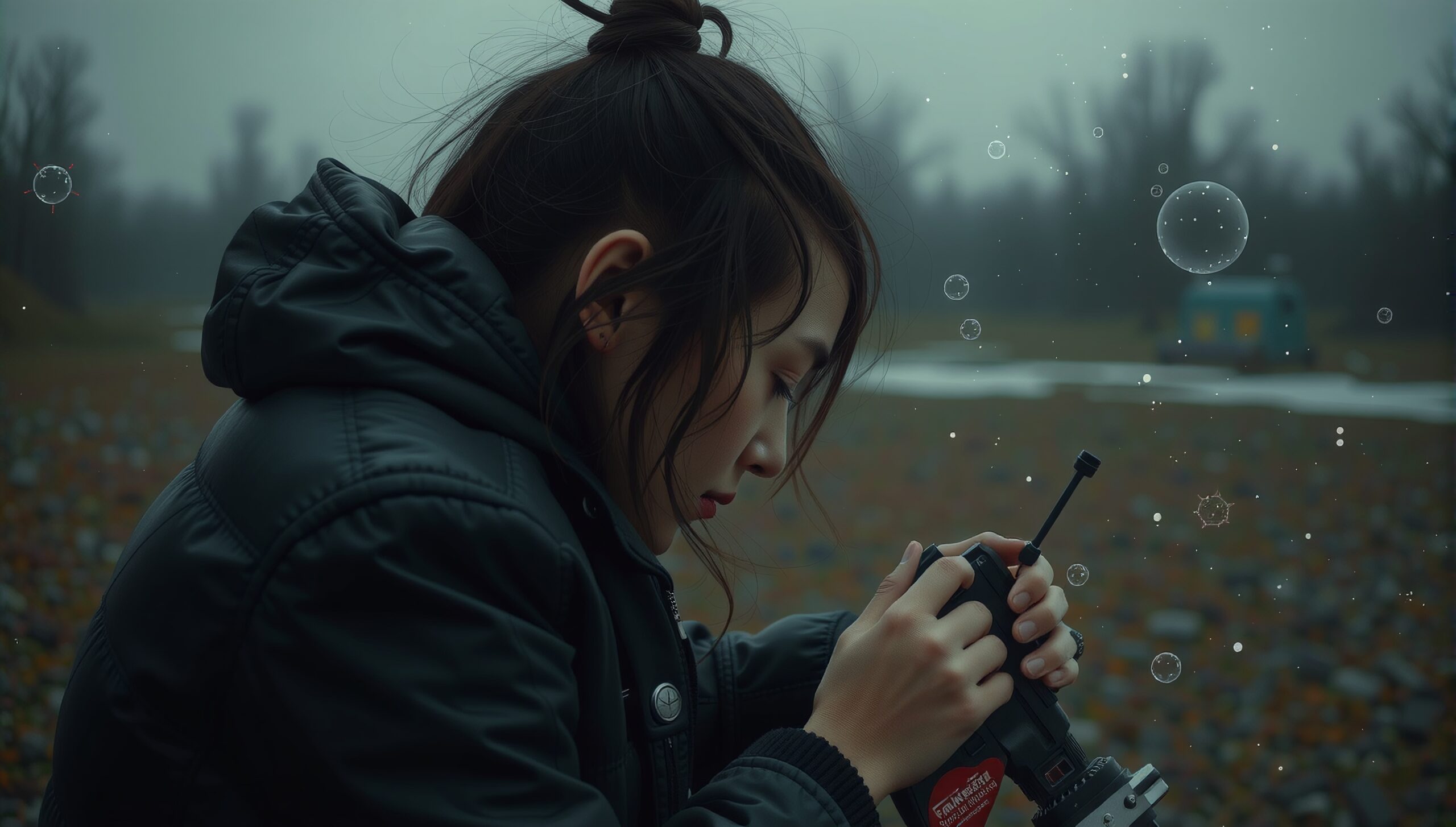 Contemplative Woman in Misty Field