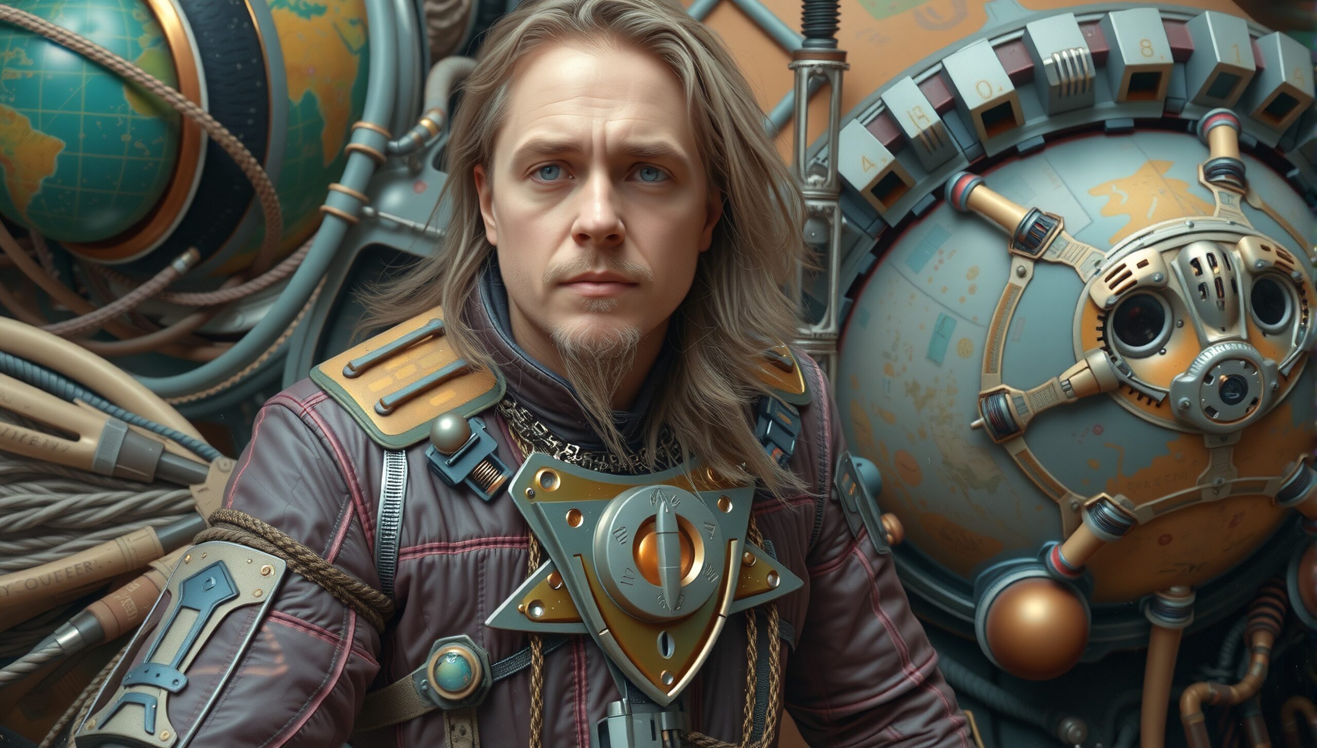 Futuristic Explorer in Machinery