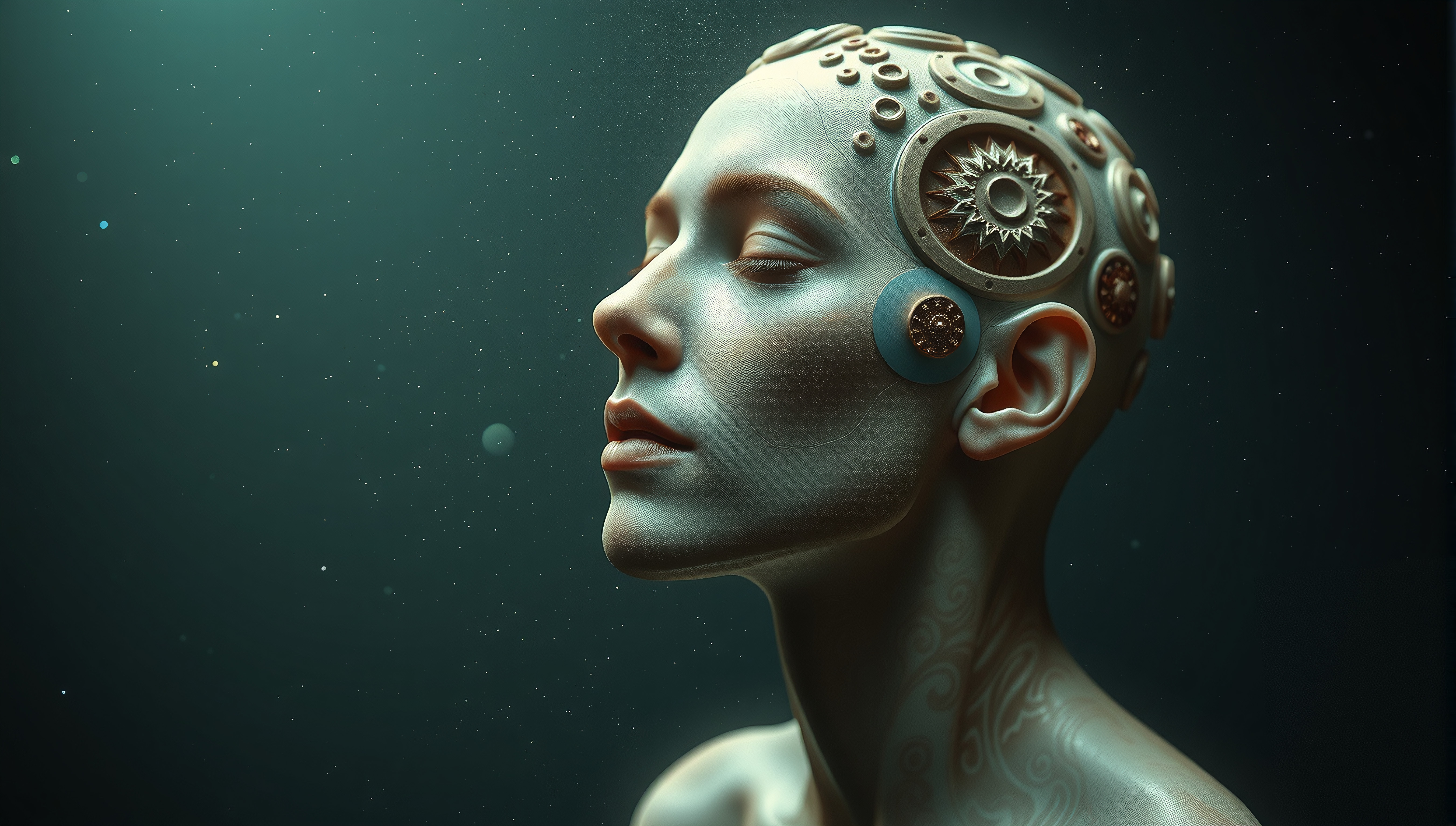 Futuristic Humanoid with Mechanical Features