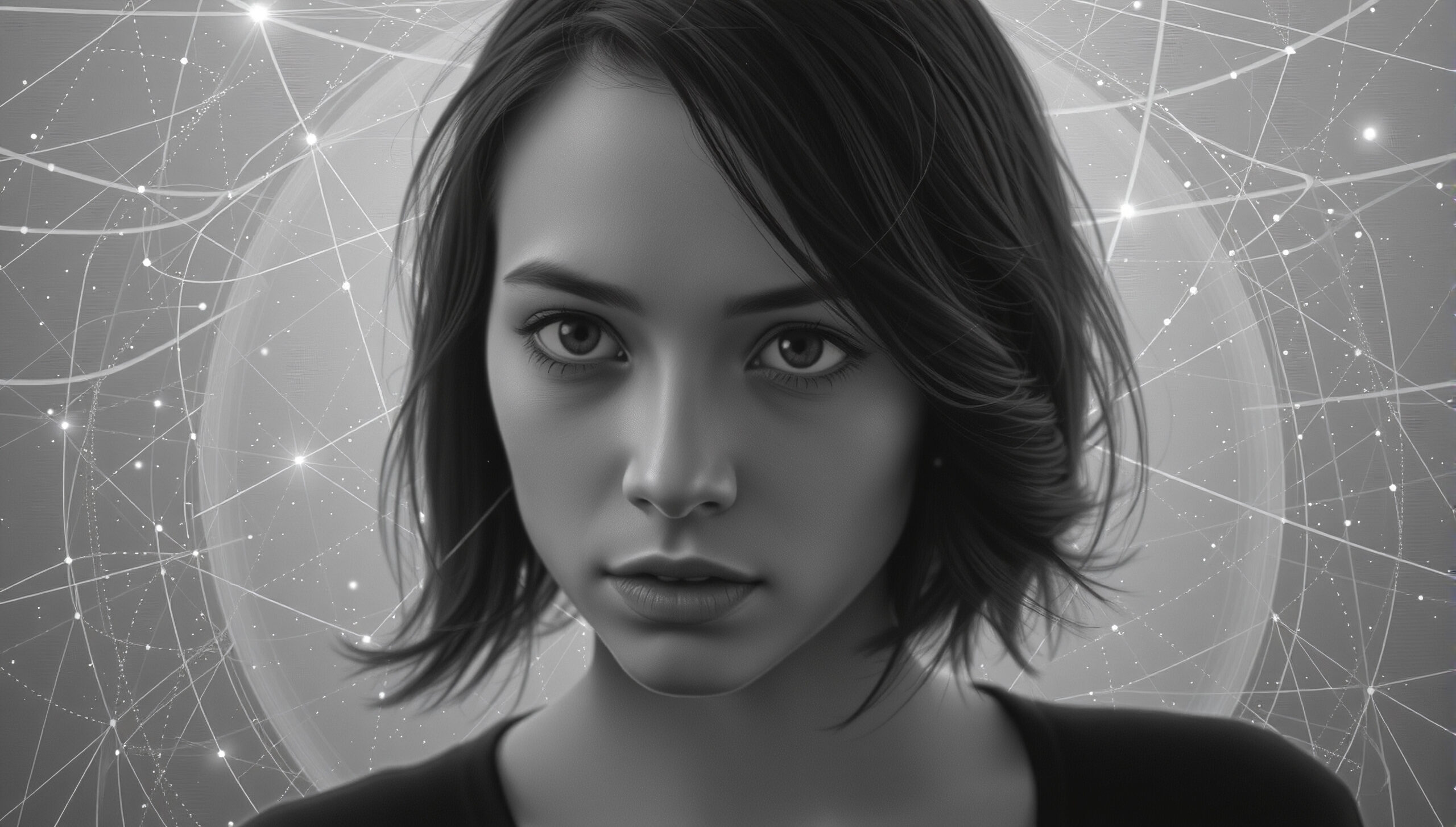 Portrait with Digital Network Background