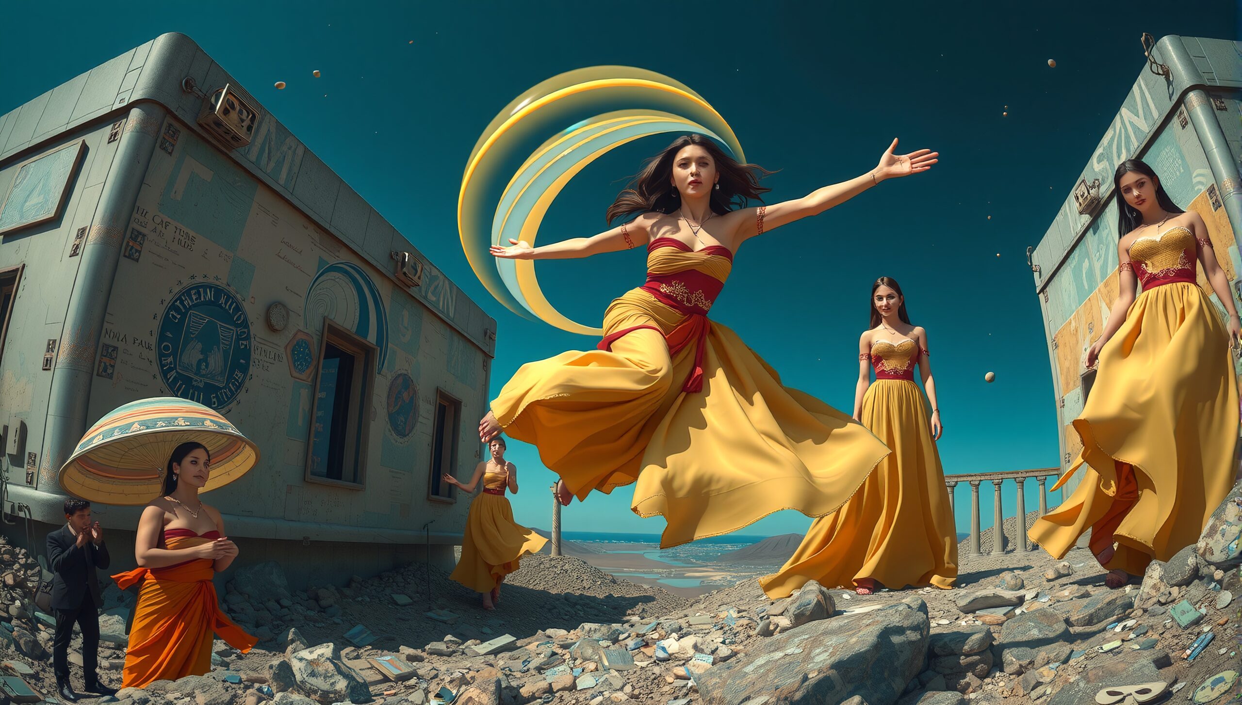 Surreal Dance in Yellow Dresses