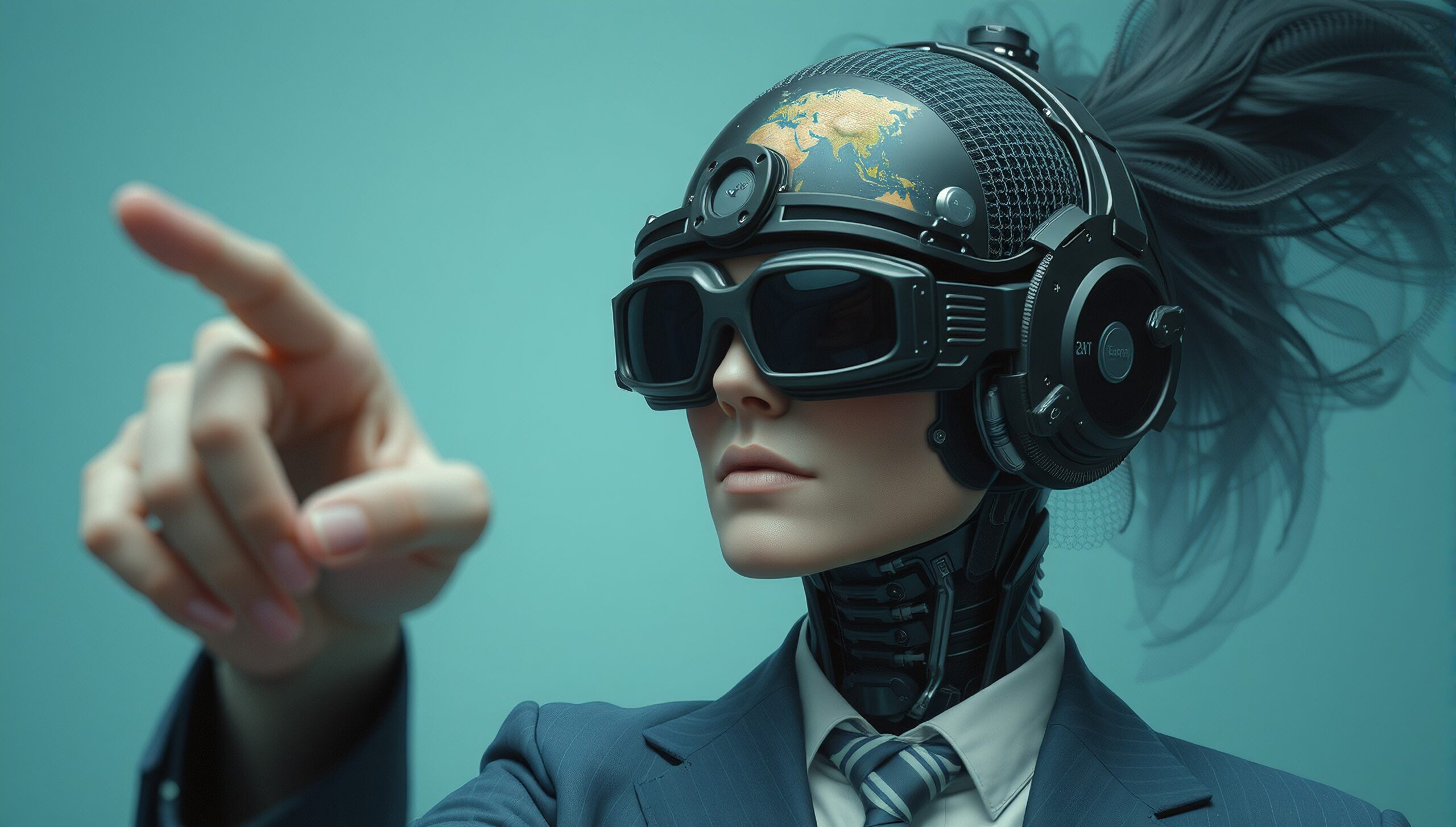 Futuristic Cybernetic Leader Portrait