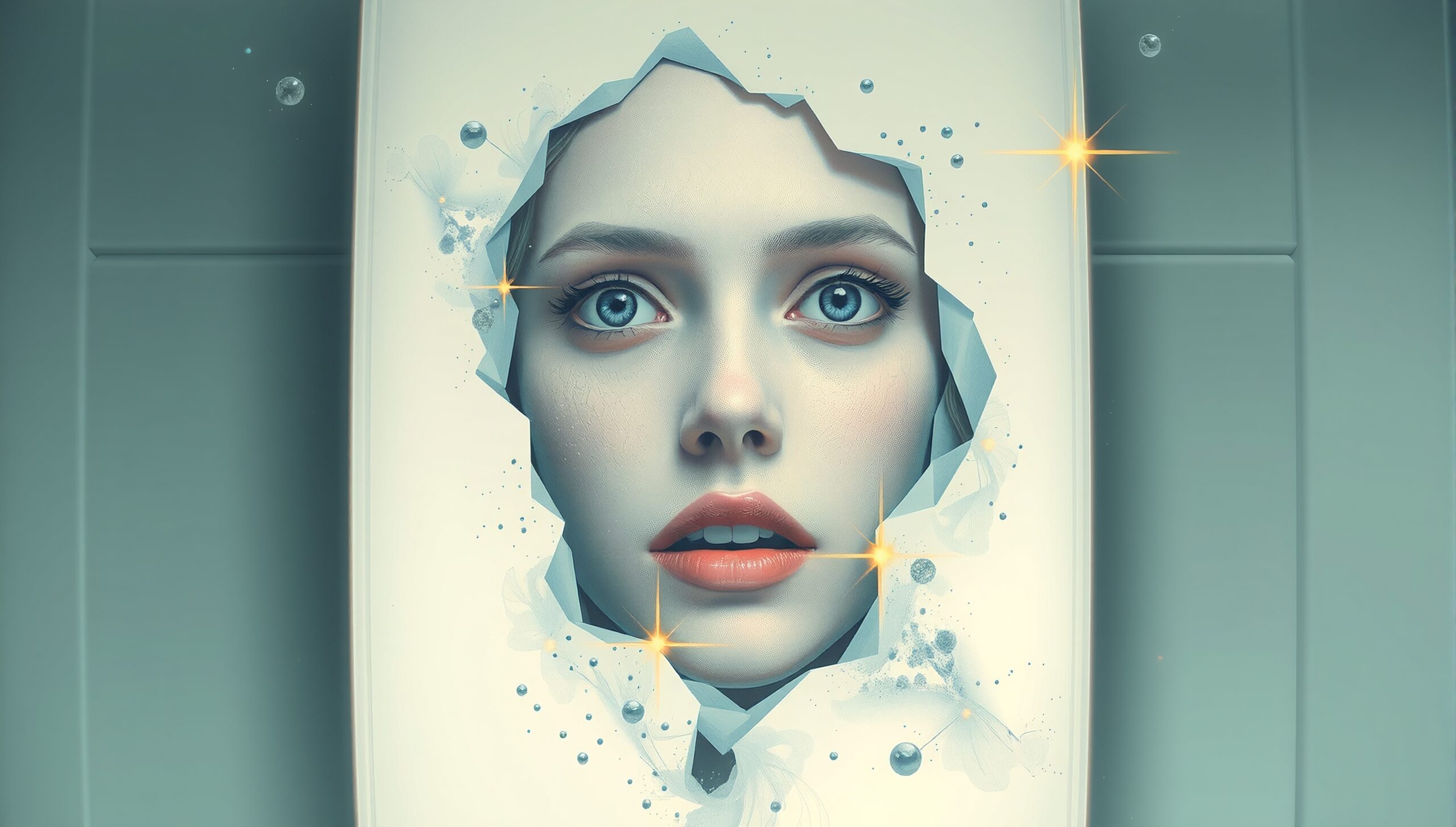 Emerging Face Through Paper Tear