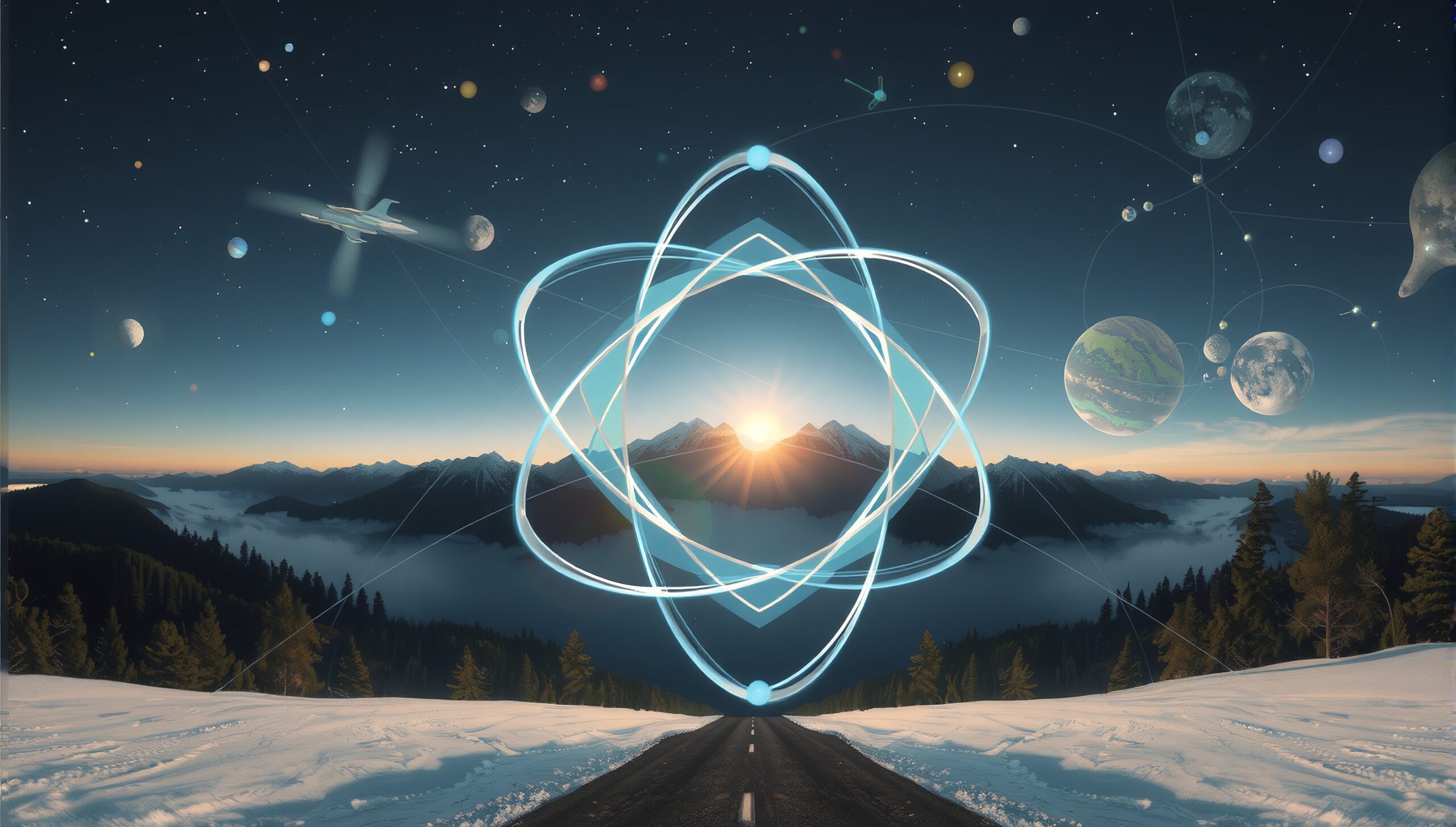 Surreal Cosmic Mountain Sunrise