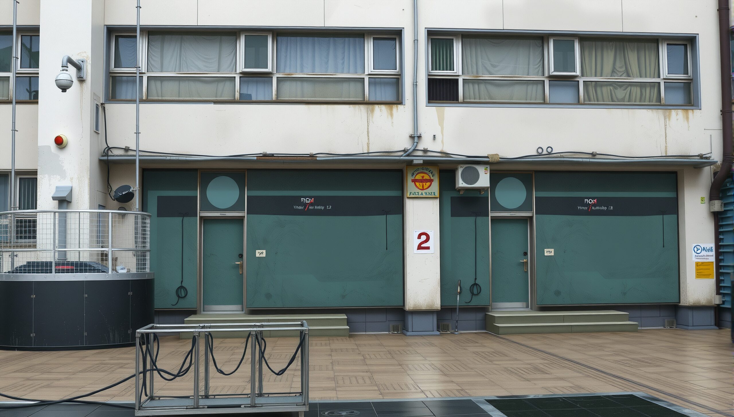 Urban Building Facade with Surveillance