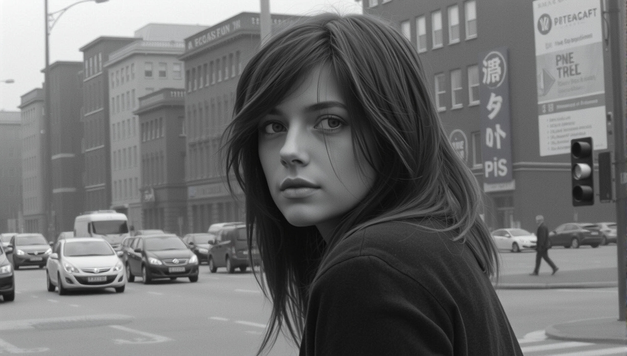 Urban Street Gaze in Monochrome