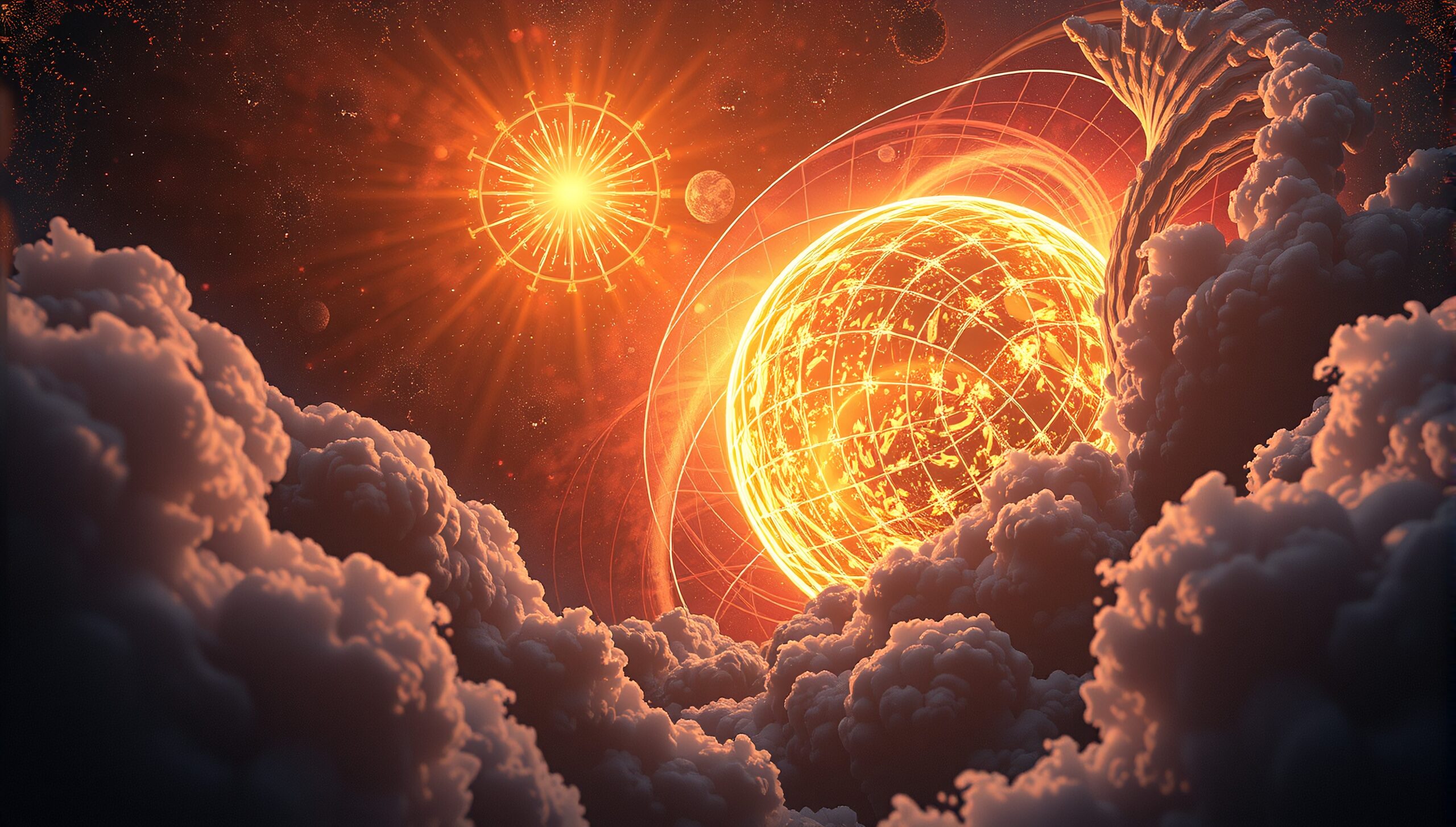 Cosmic Dance of Fire Spheres