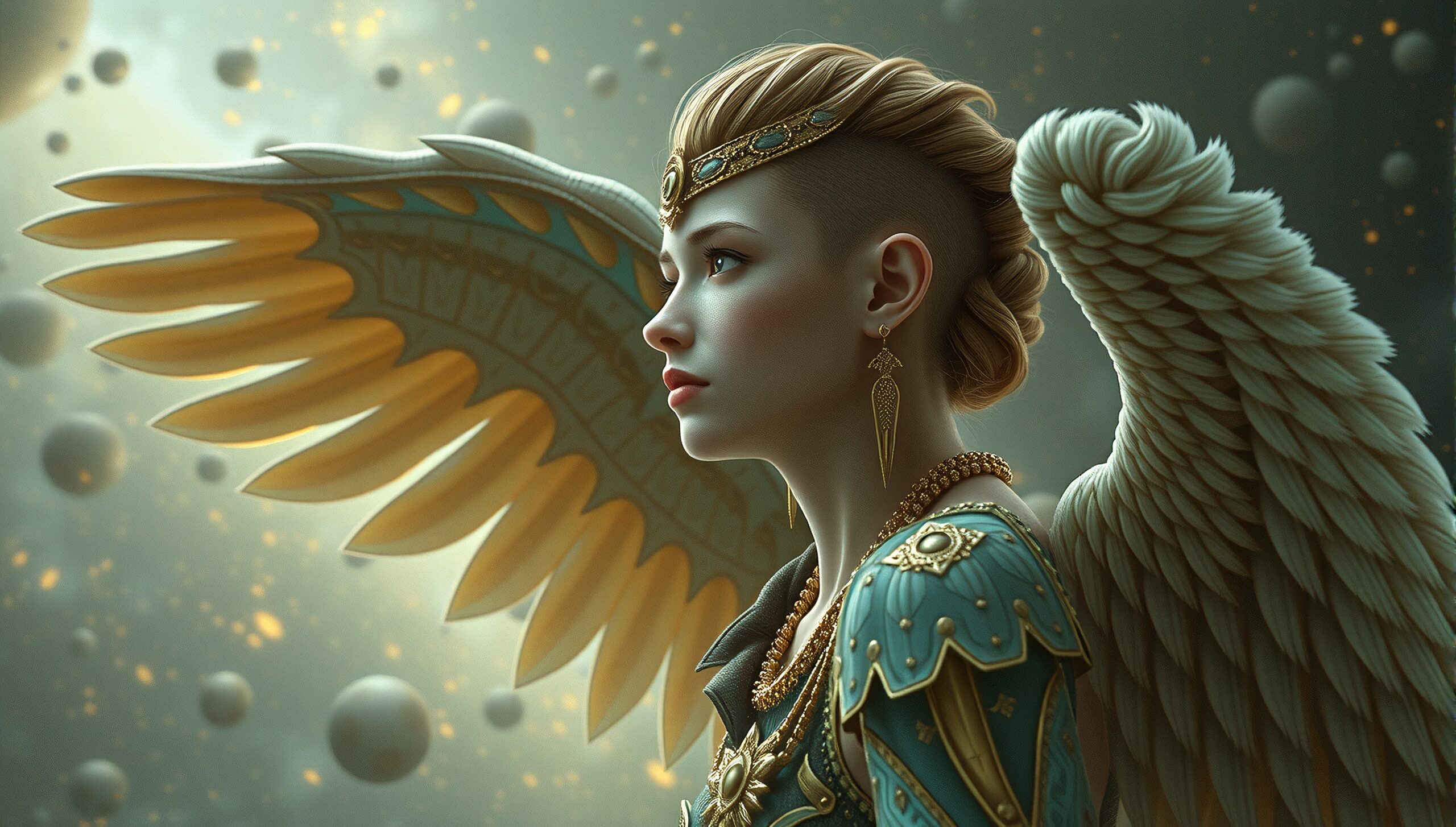 Elegant Angelic Warrior in Space