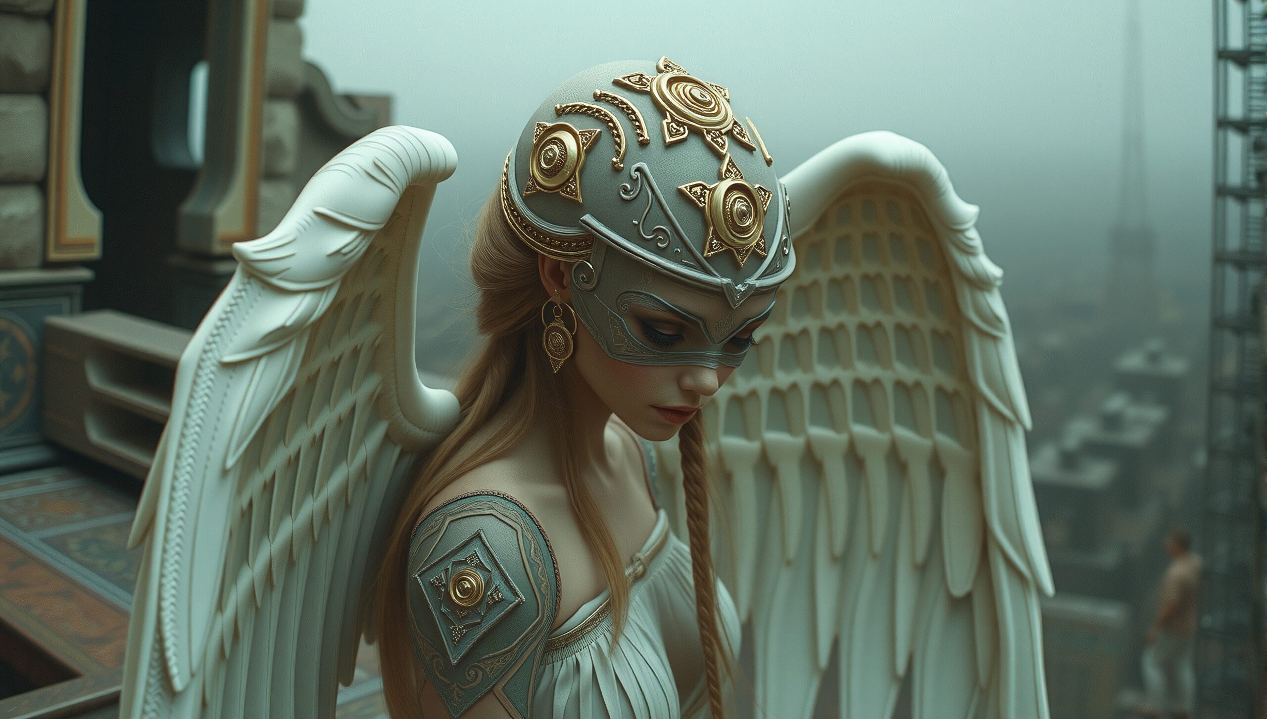 Mythical Winged Warrior Portrait