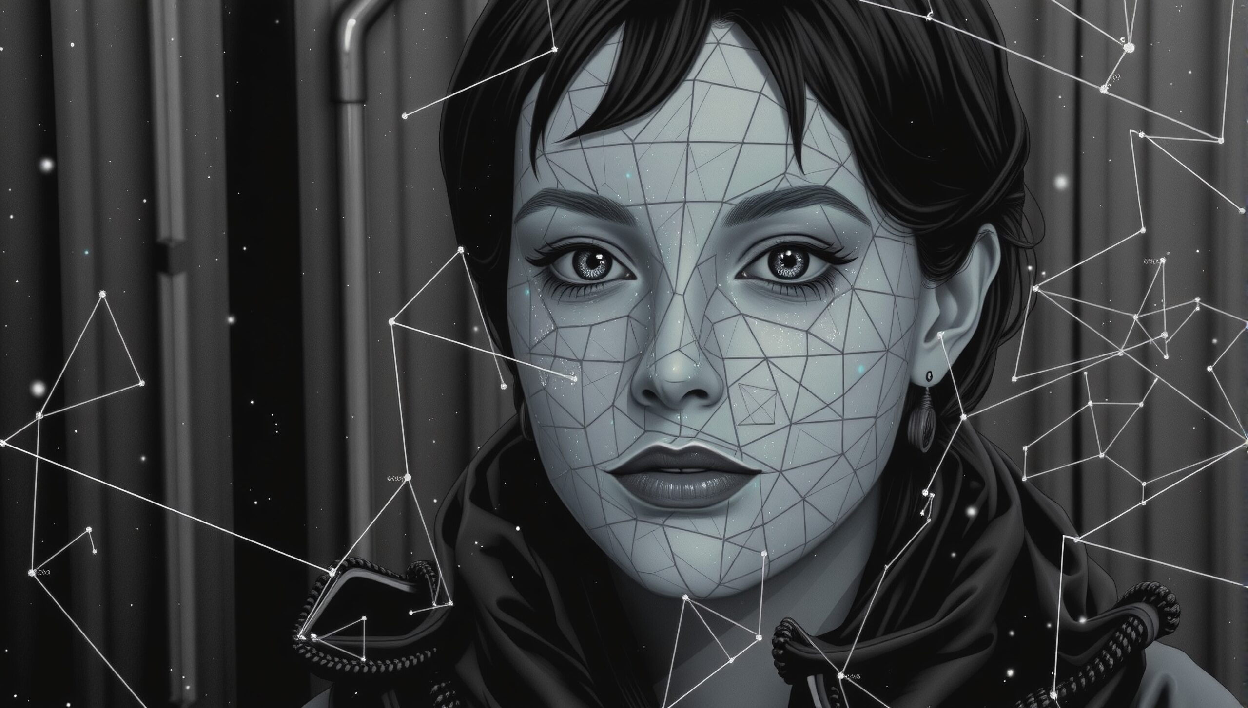 Geometric Cosmic Face Portrait