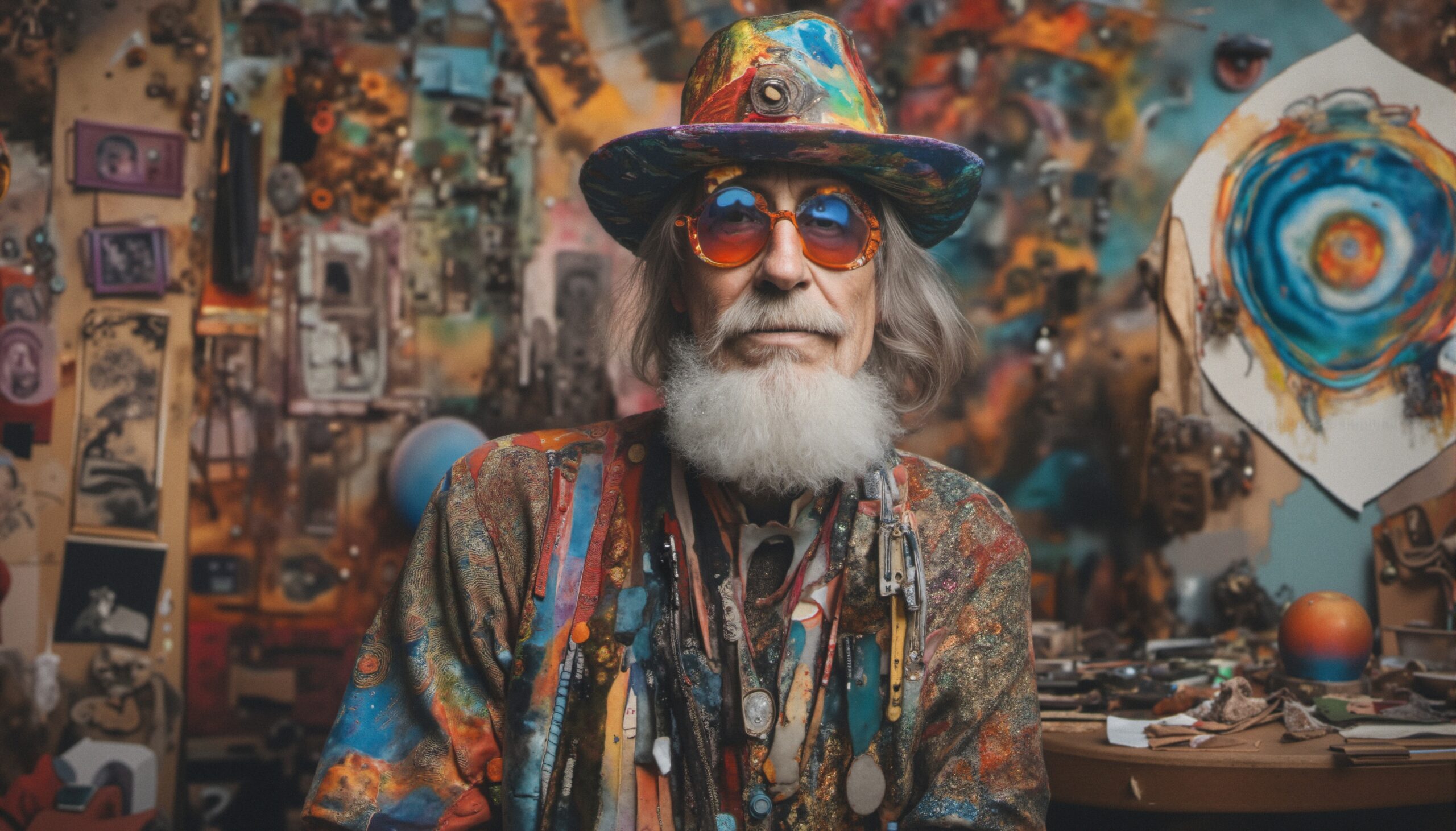 Eccentric Artist in Colorful Studio