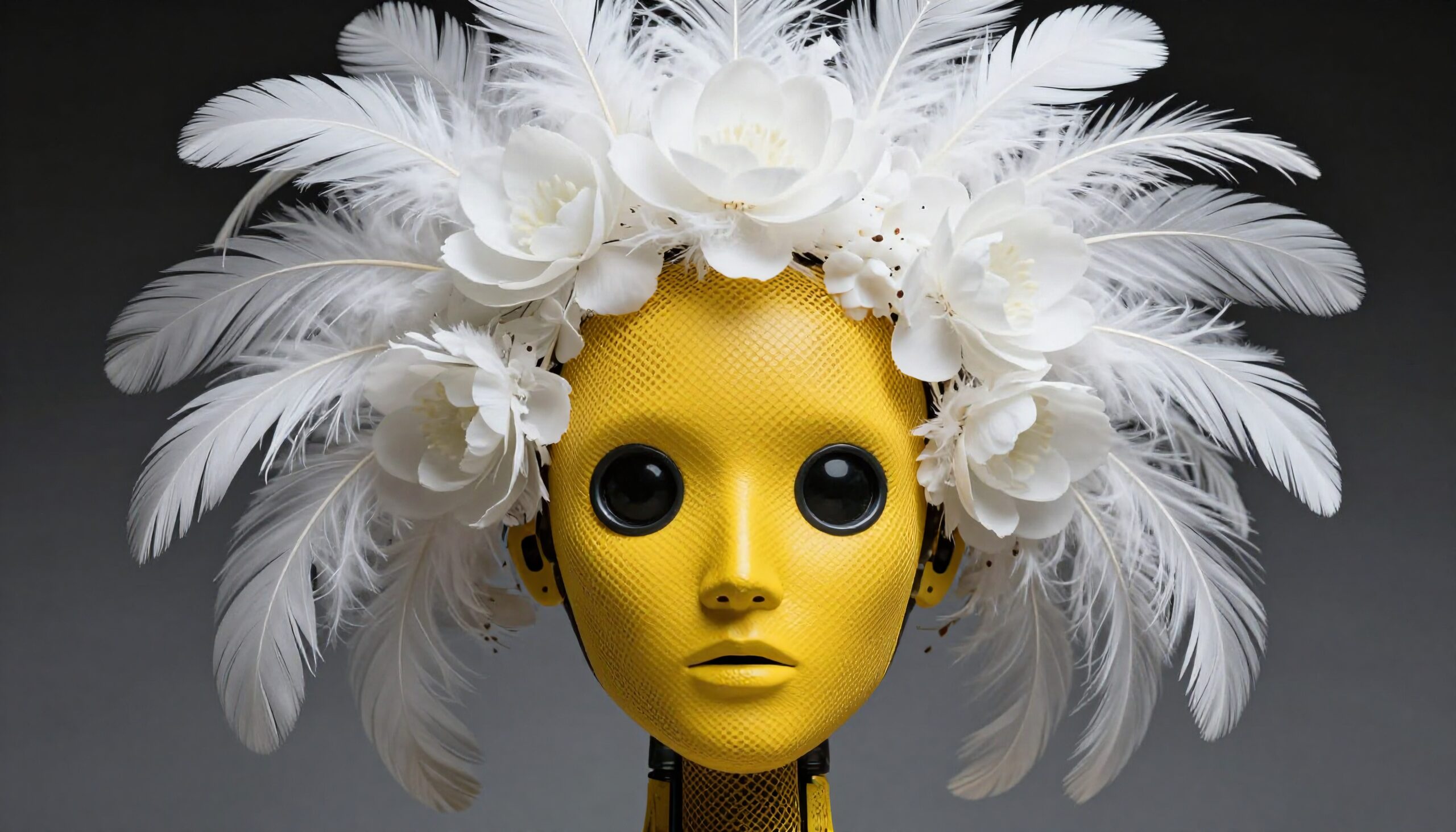 Futuristic Robot with Feathered Headdress