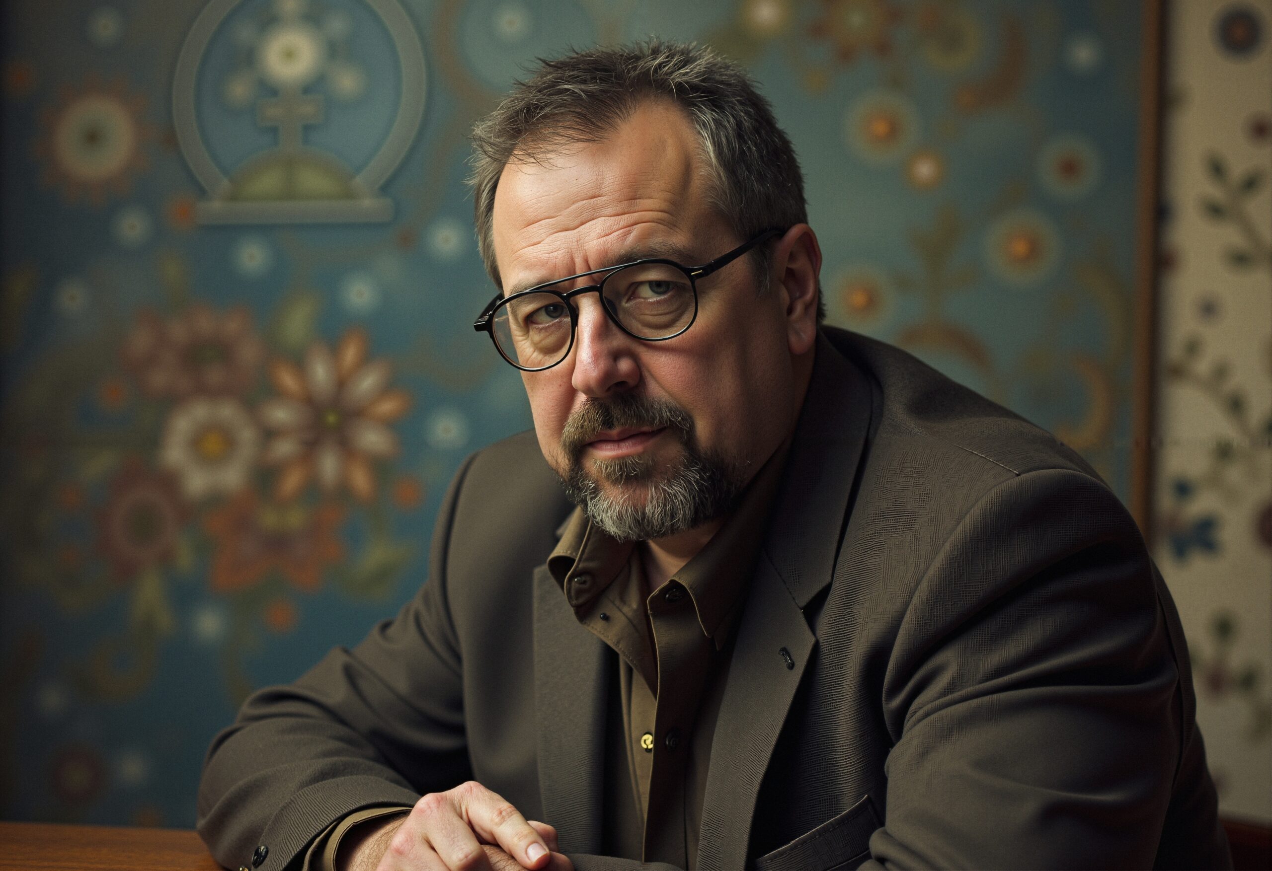 Contemplative Man in Brown Suit