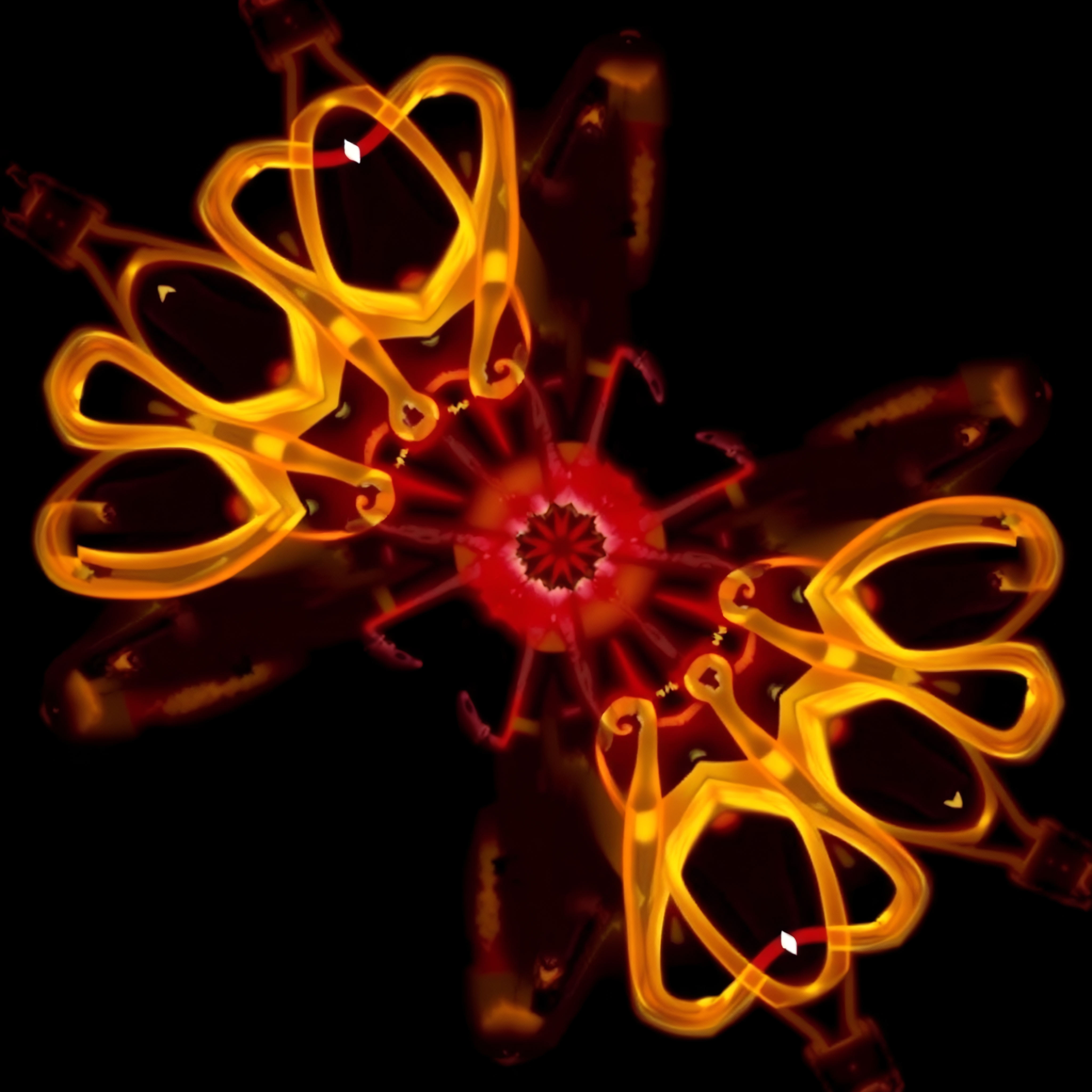Glowing Abstract Mandala with Orange and Red Elements