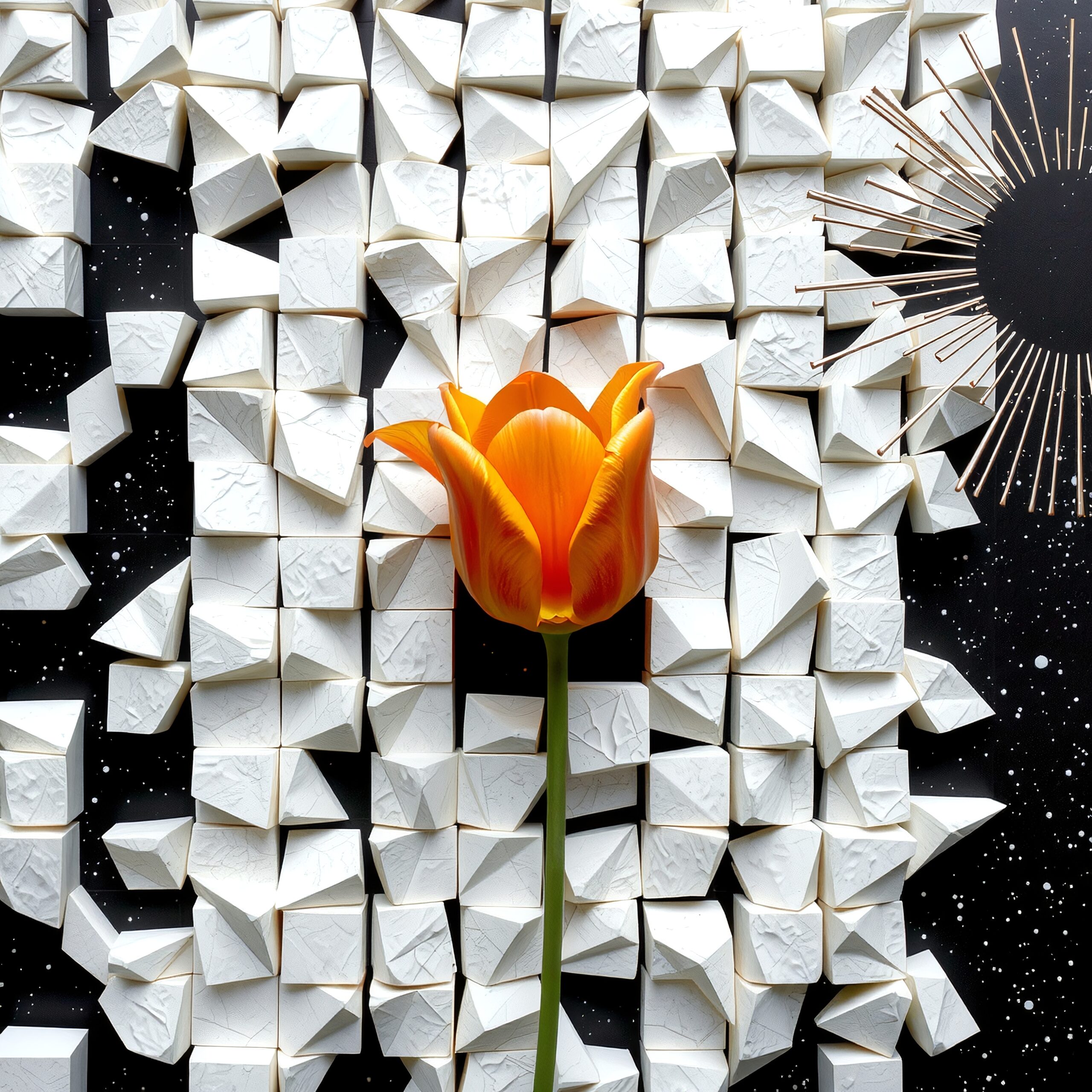 Tulip with geometric paper art