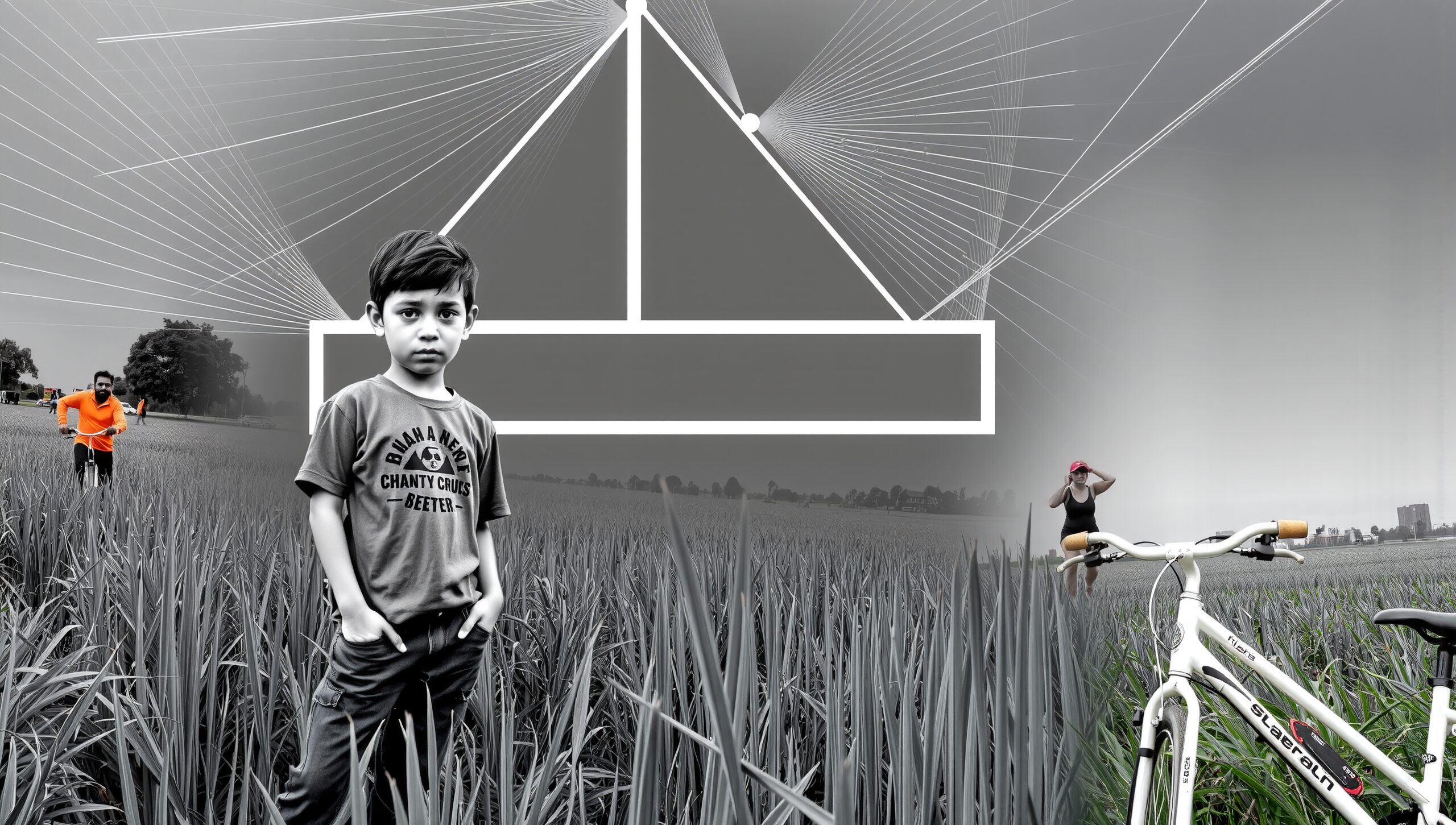 Surreal Rural Scene with Bicycles