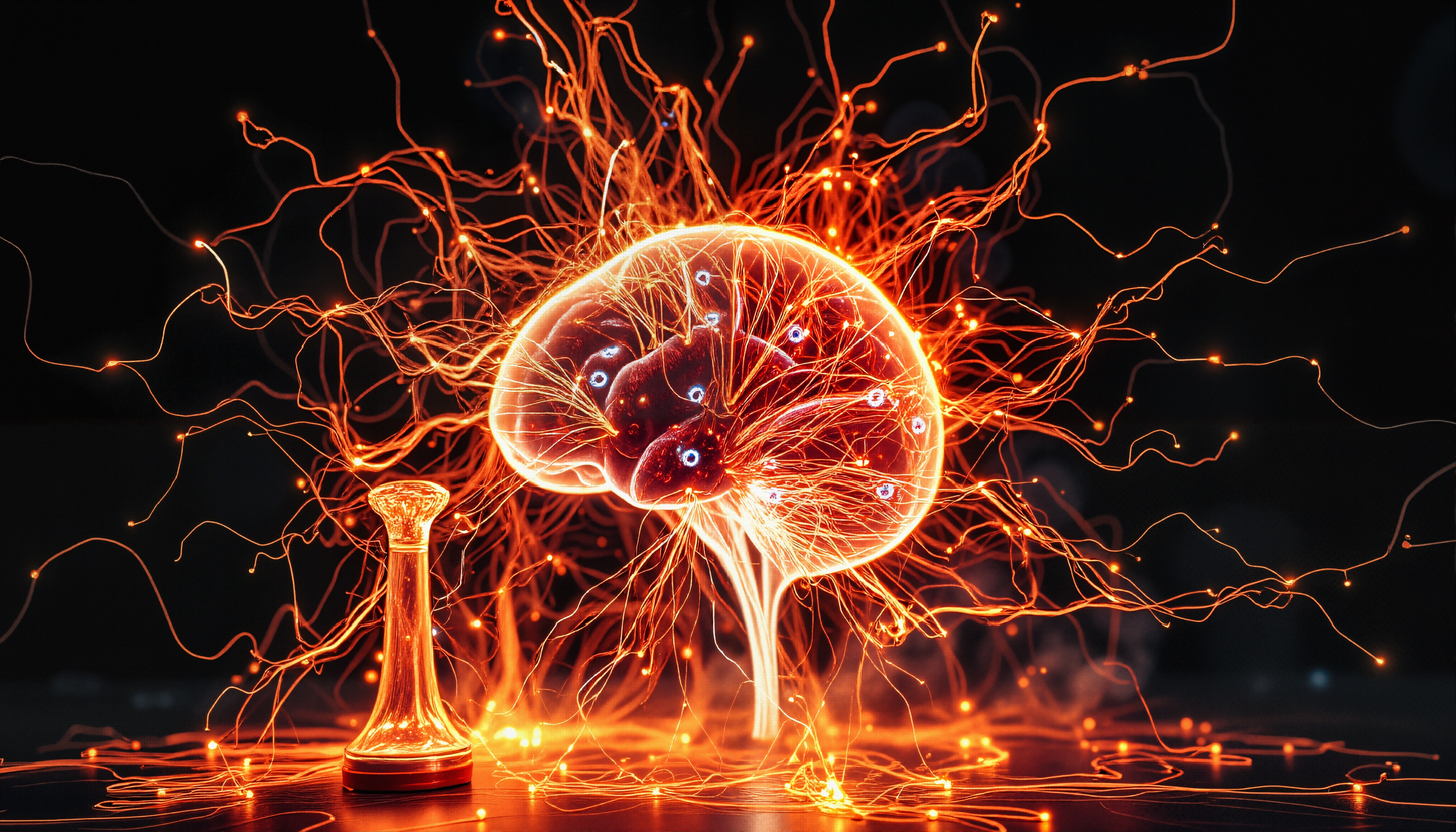 Glowing Neural Network Brain Art