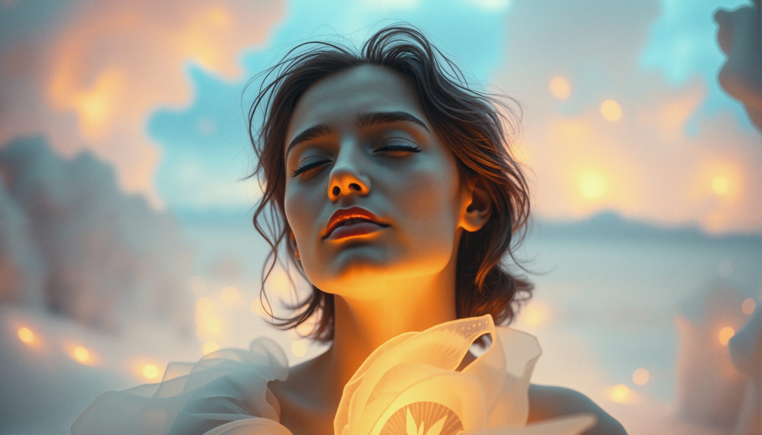 Dreamy Sunset Woman Portrait