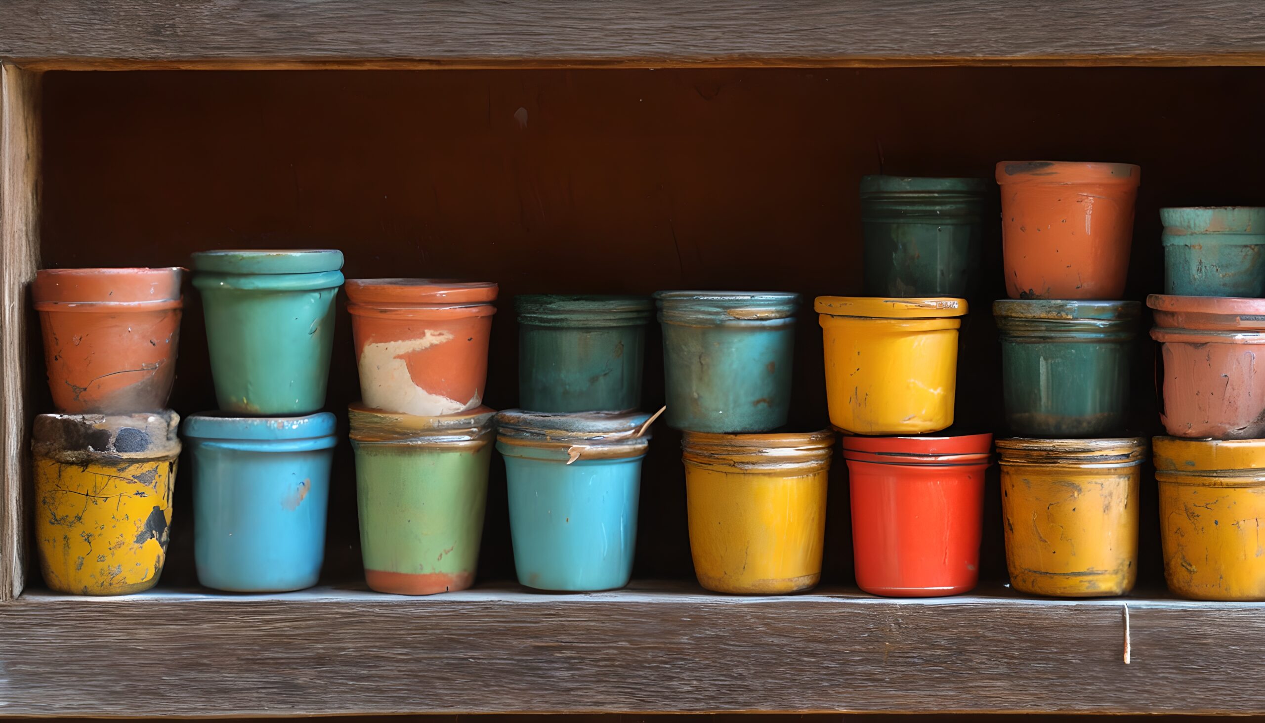 Colorful Rustic Plant Pot Display