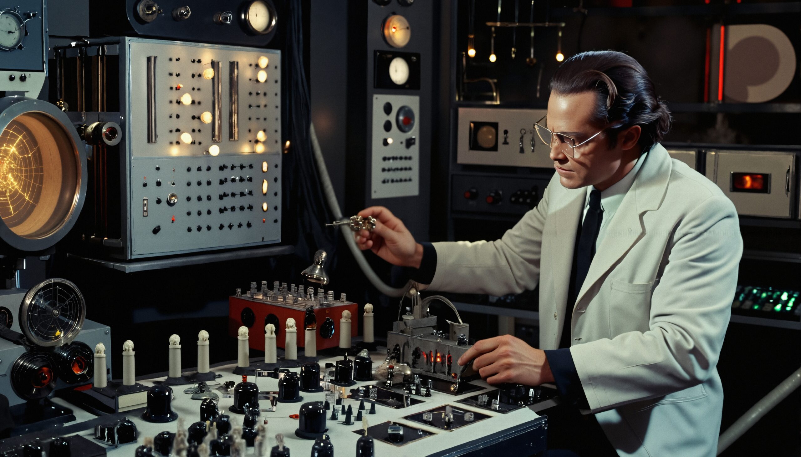 Retro Sci-Fi Scientist at Work